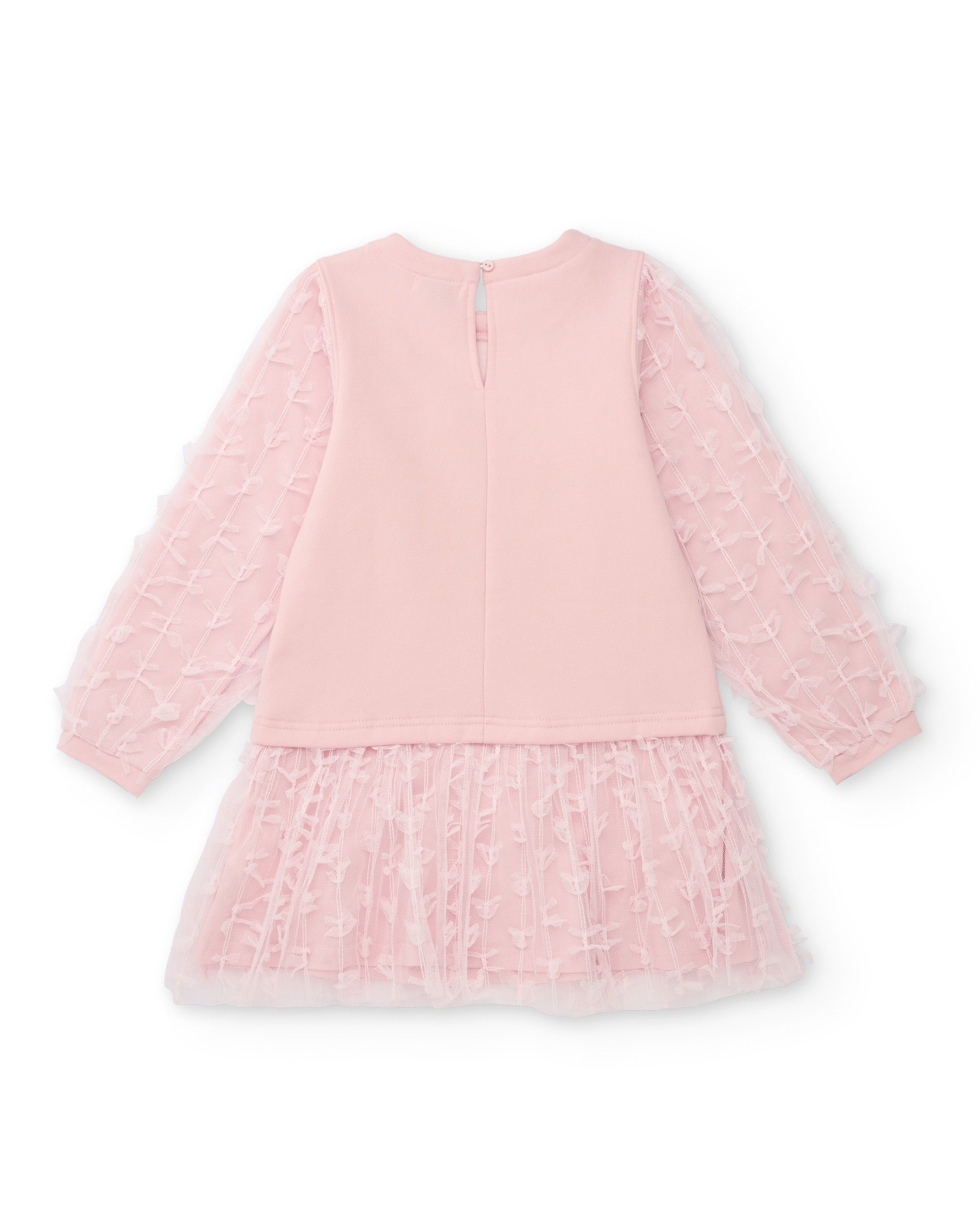 Vestido de niña en tul rosa con mensaje brillante