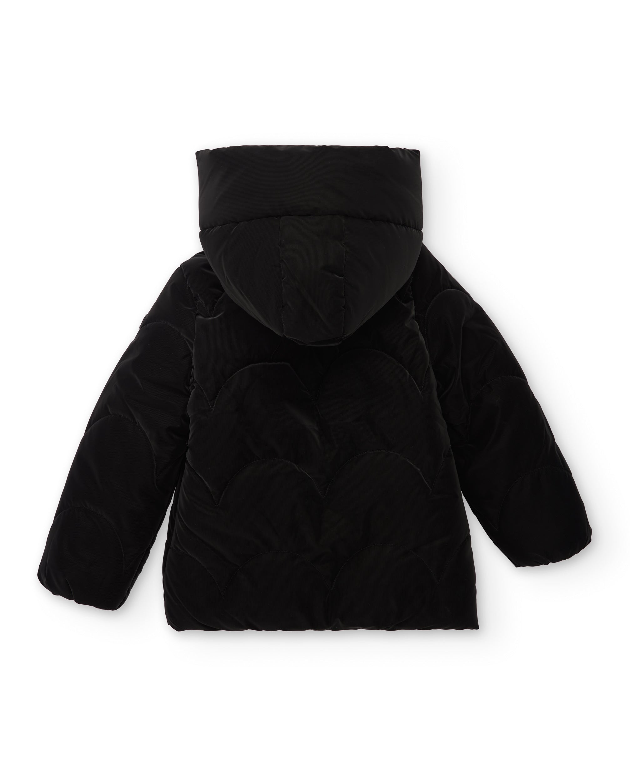 Abrigo acolchado de niña en color negro con capucha