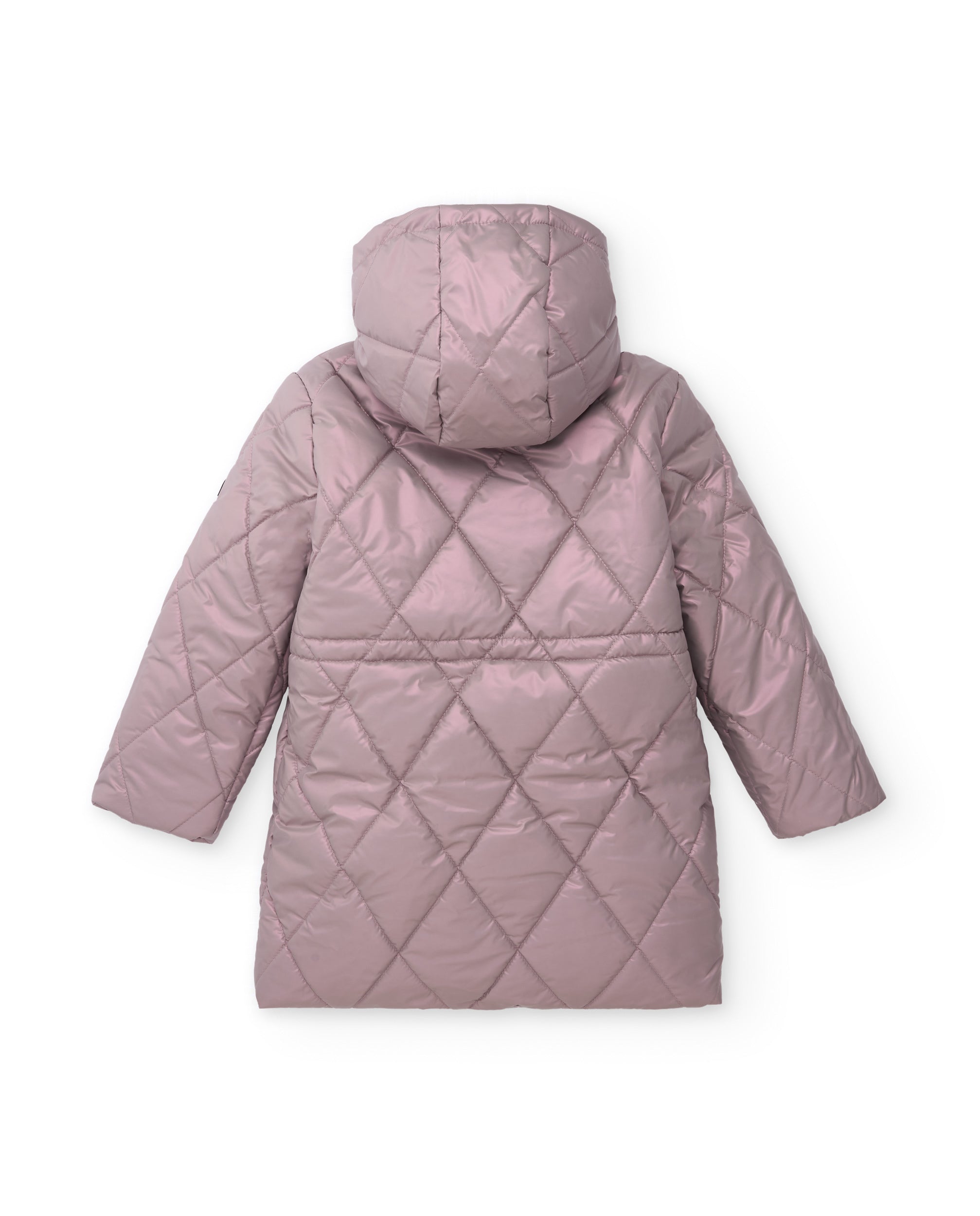 Abrigo acolchado de niña en color rosa con capucha