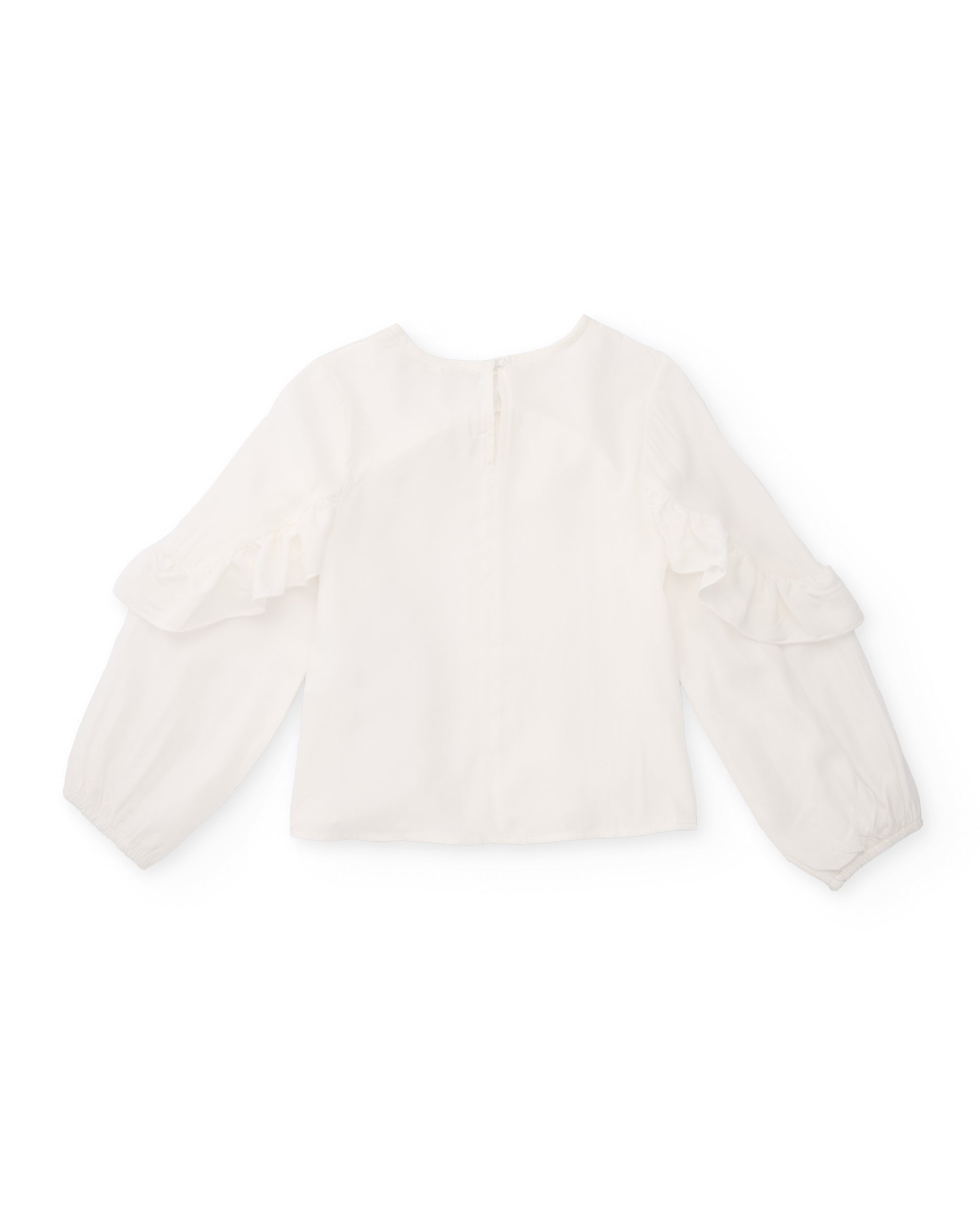 Blusa de niña en color crudo con volante frontal