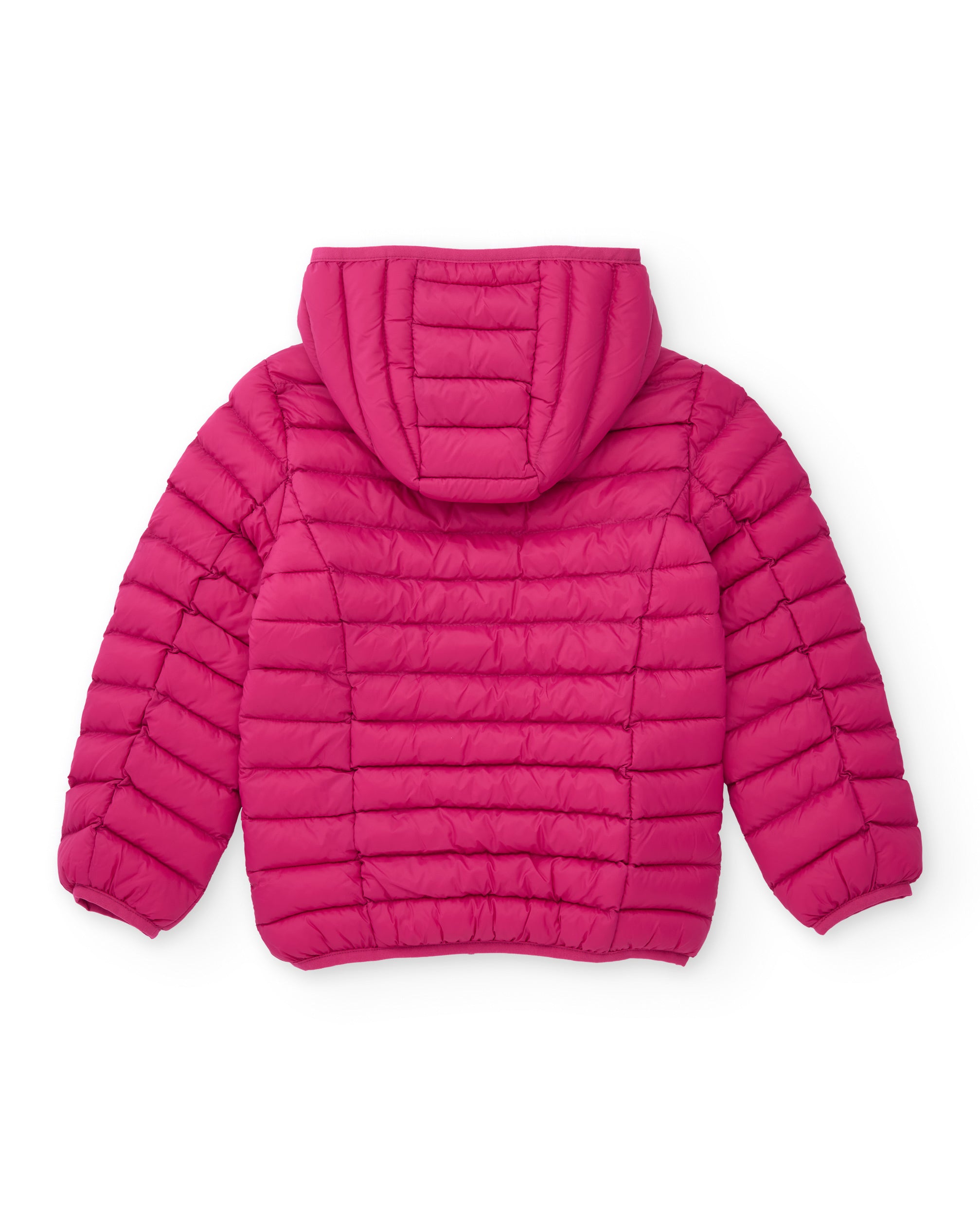 Chaqueta acolchada de niña color fucsia con capucha
