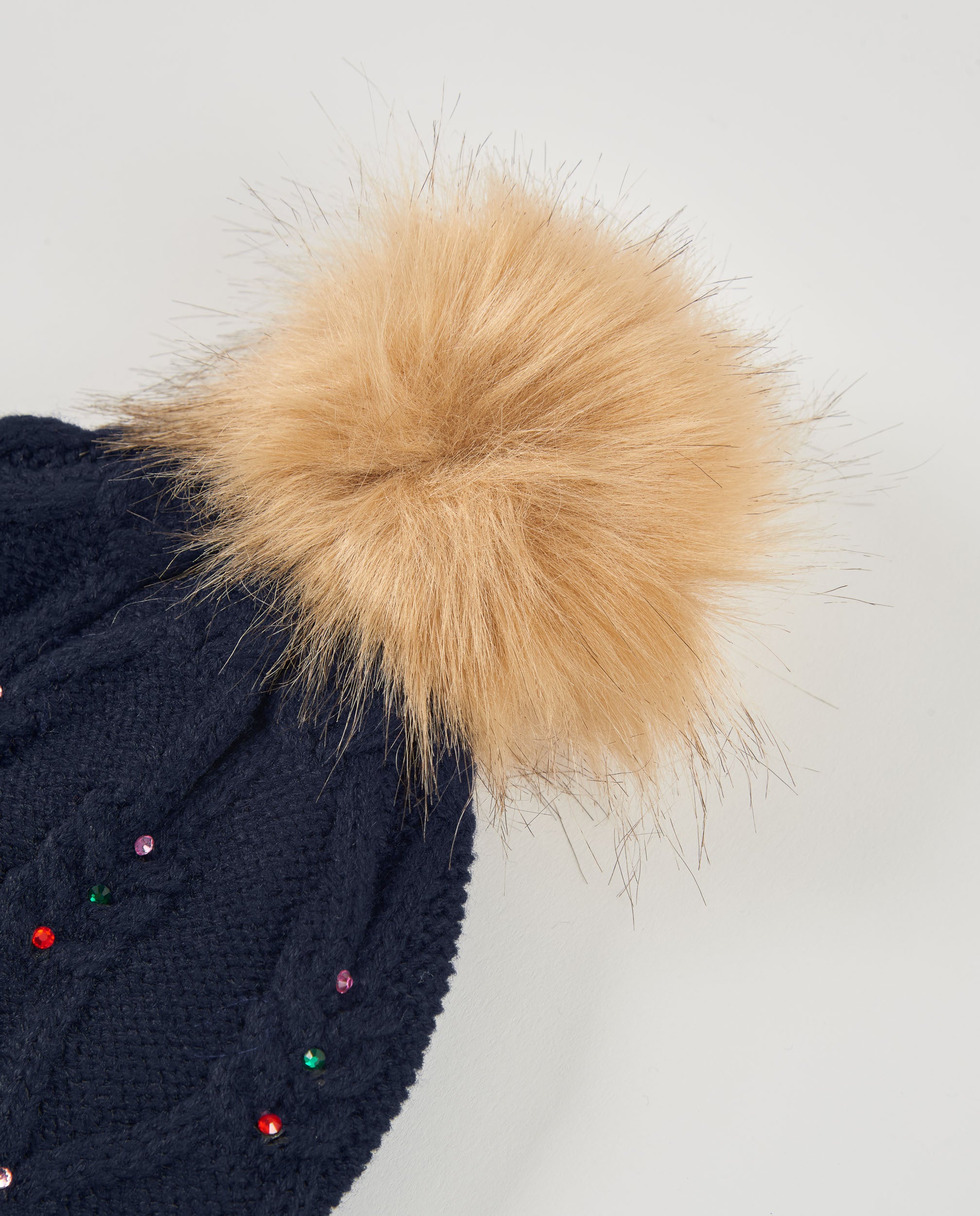 Conjunto de gorro y braga de niña en punto azul marino con