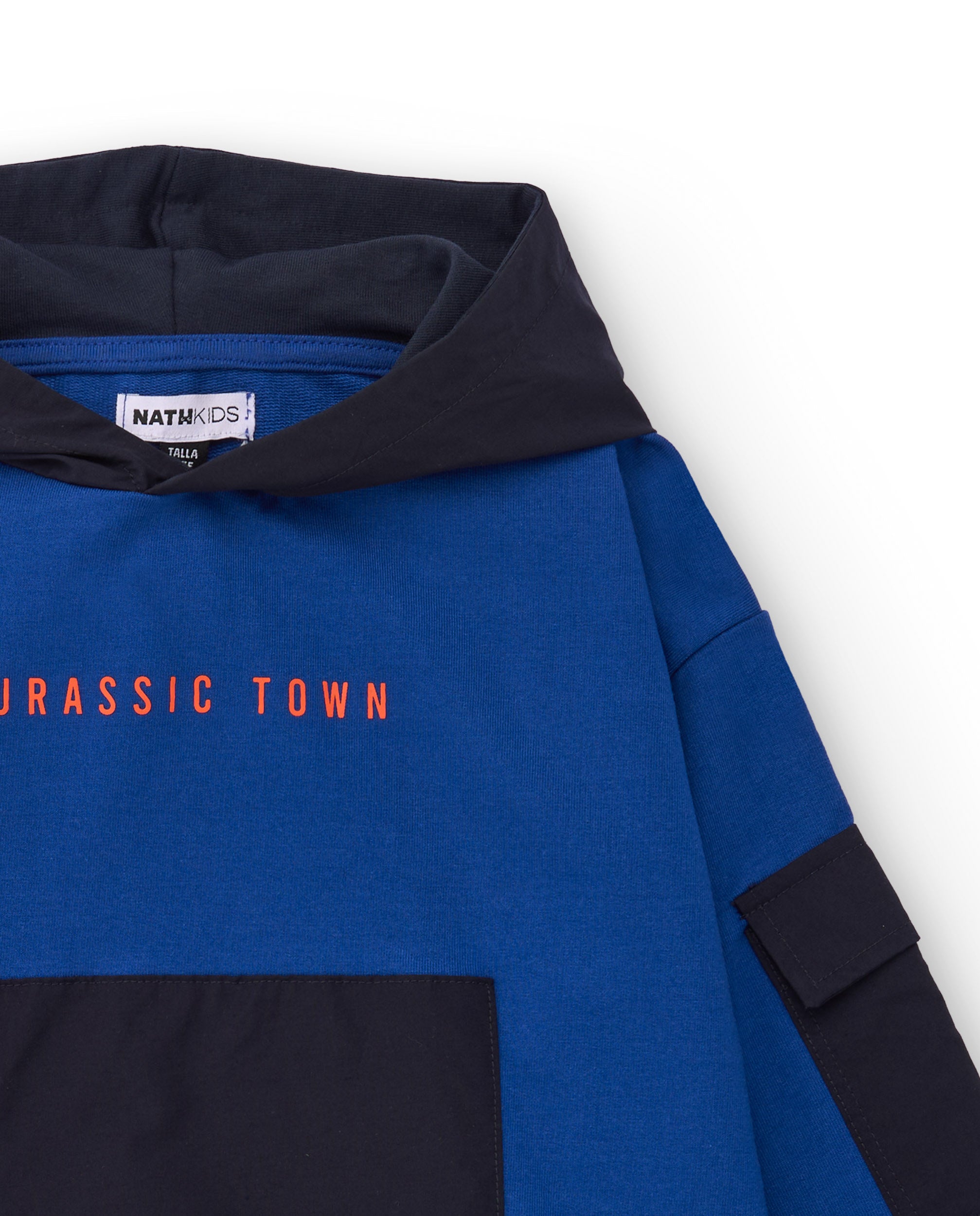 Sudadera azul con capucha para niño y estampado de ciudad
