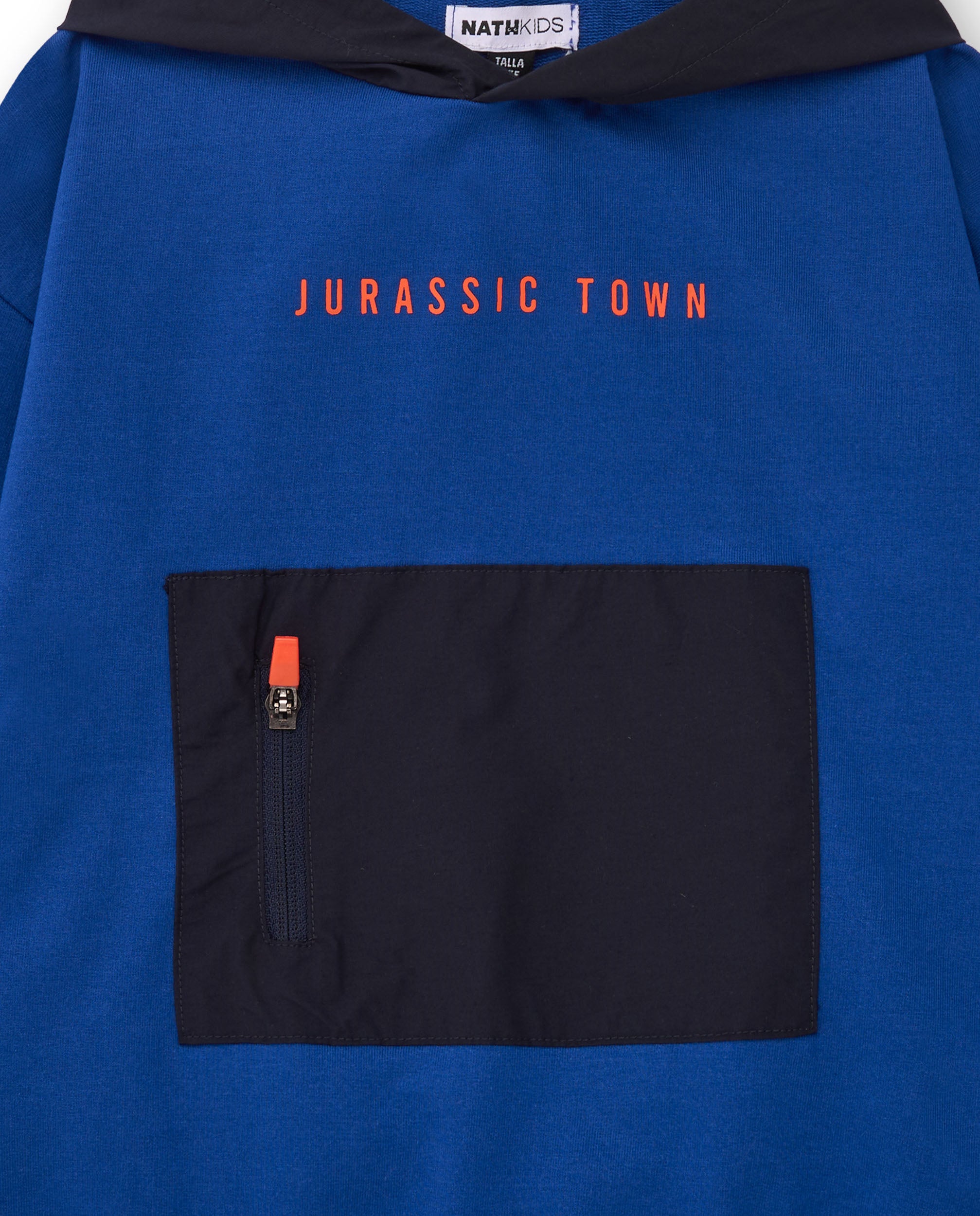 Sudadera azul con capucha para niño y estampado de ciudad