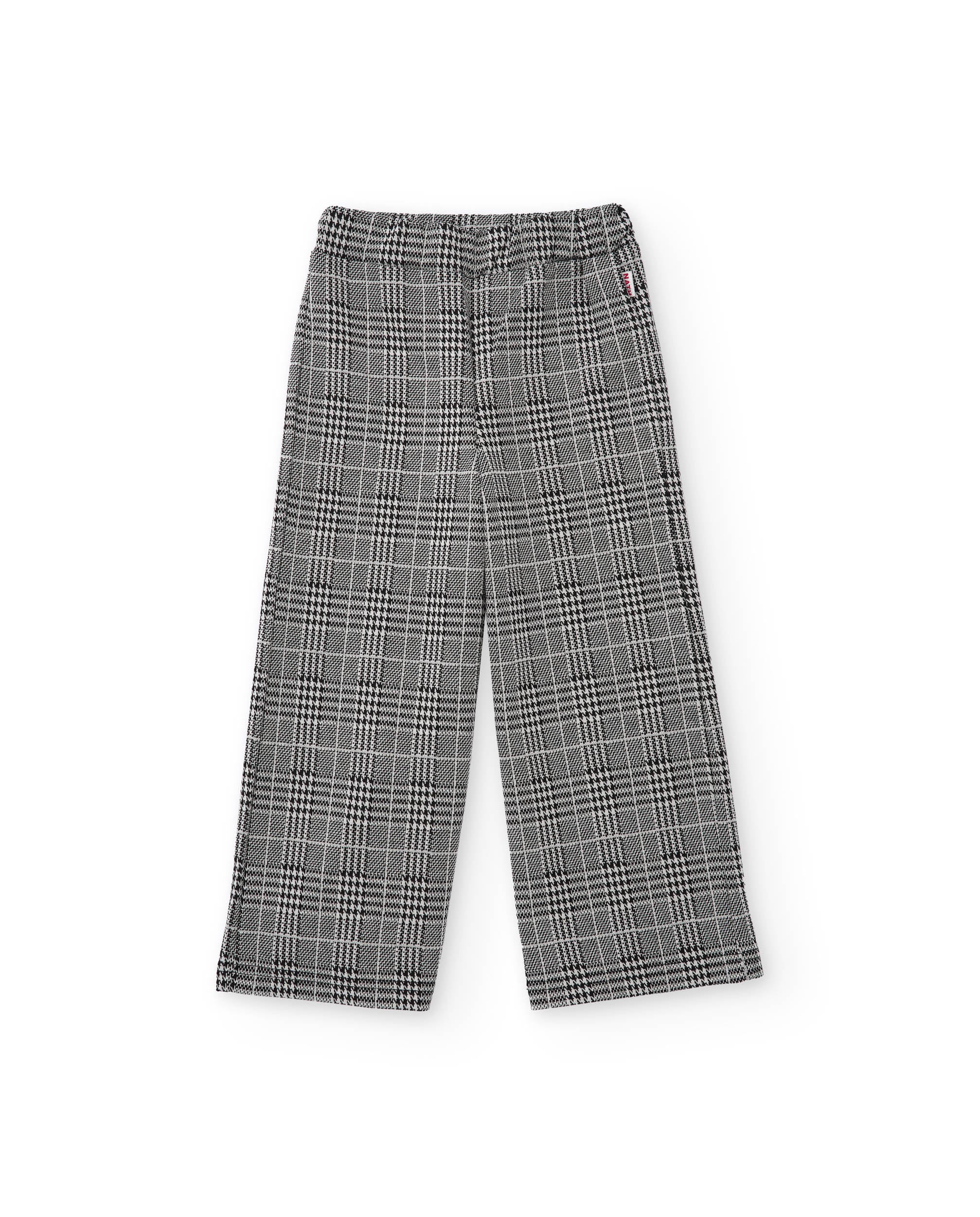 Pantalón de niña de cuadros en tonos grises y corte recto