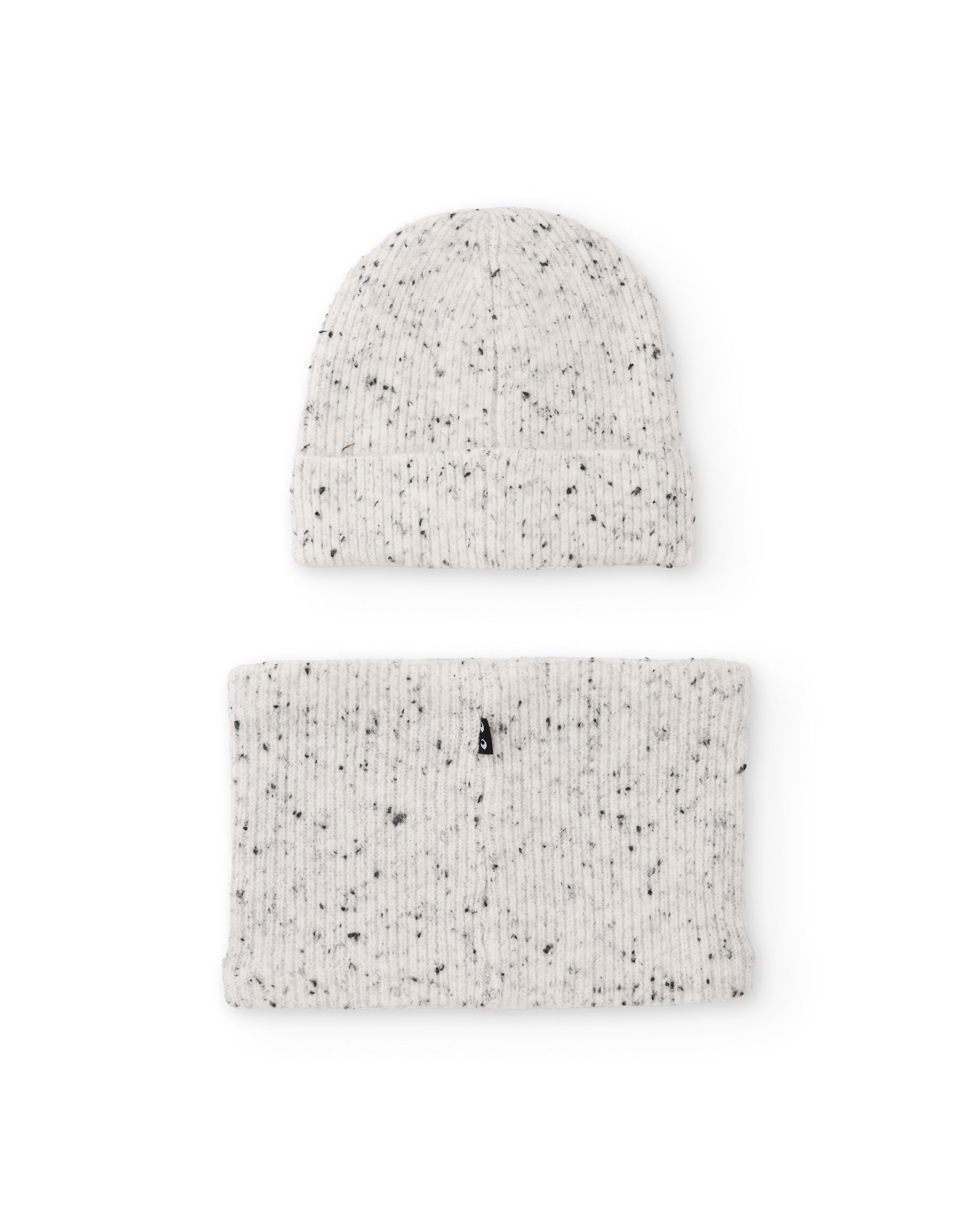 Set de gorro y braga de punto jaspeado en gris claro