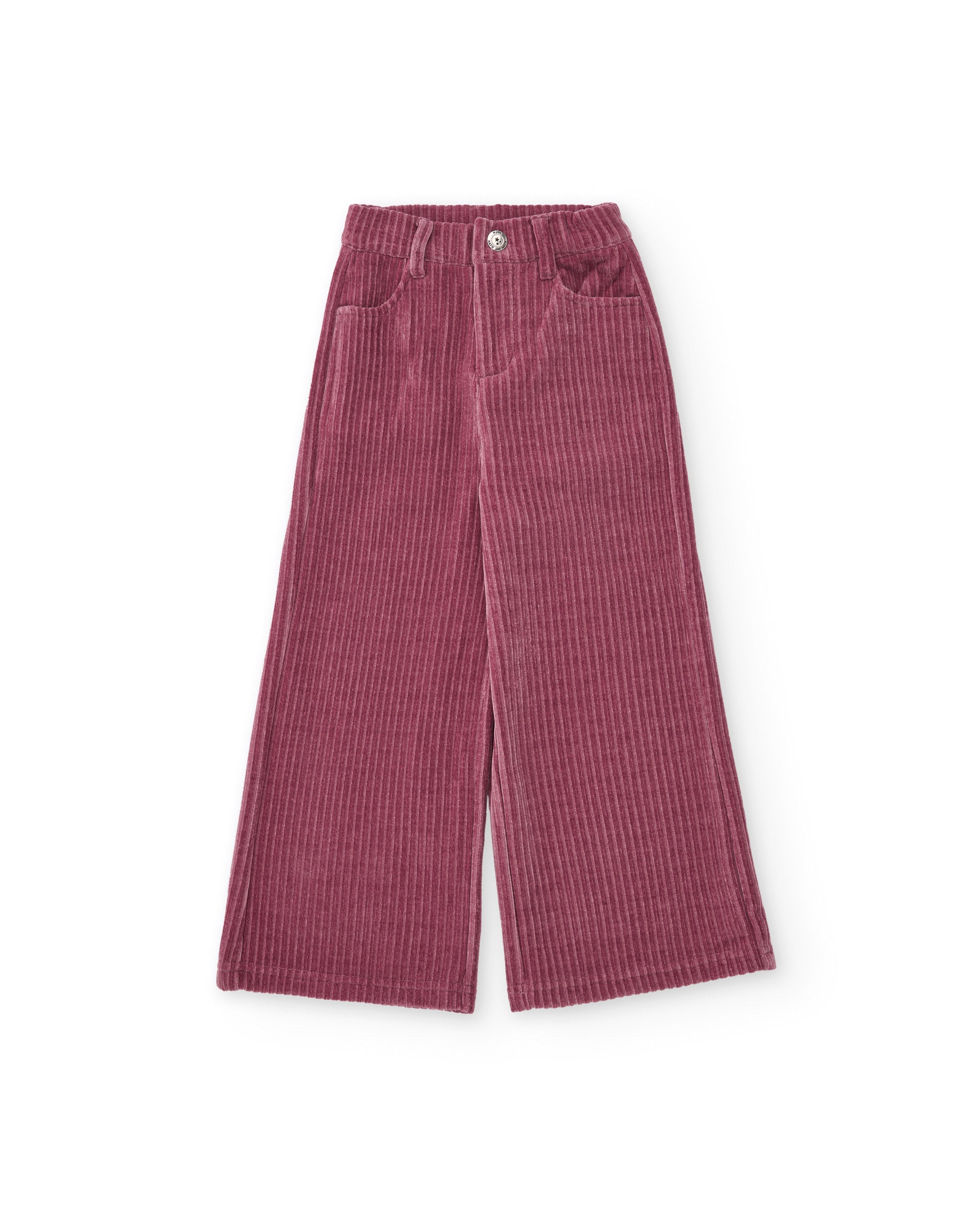 Pantalón de niña de pana ancho en color burdeos