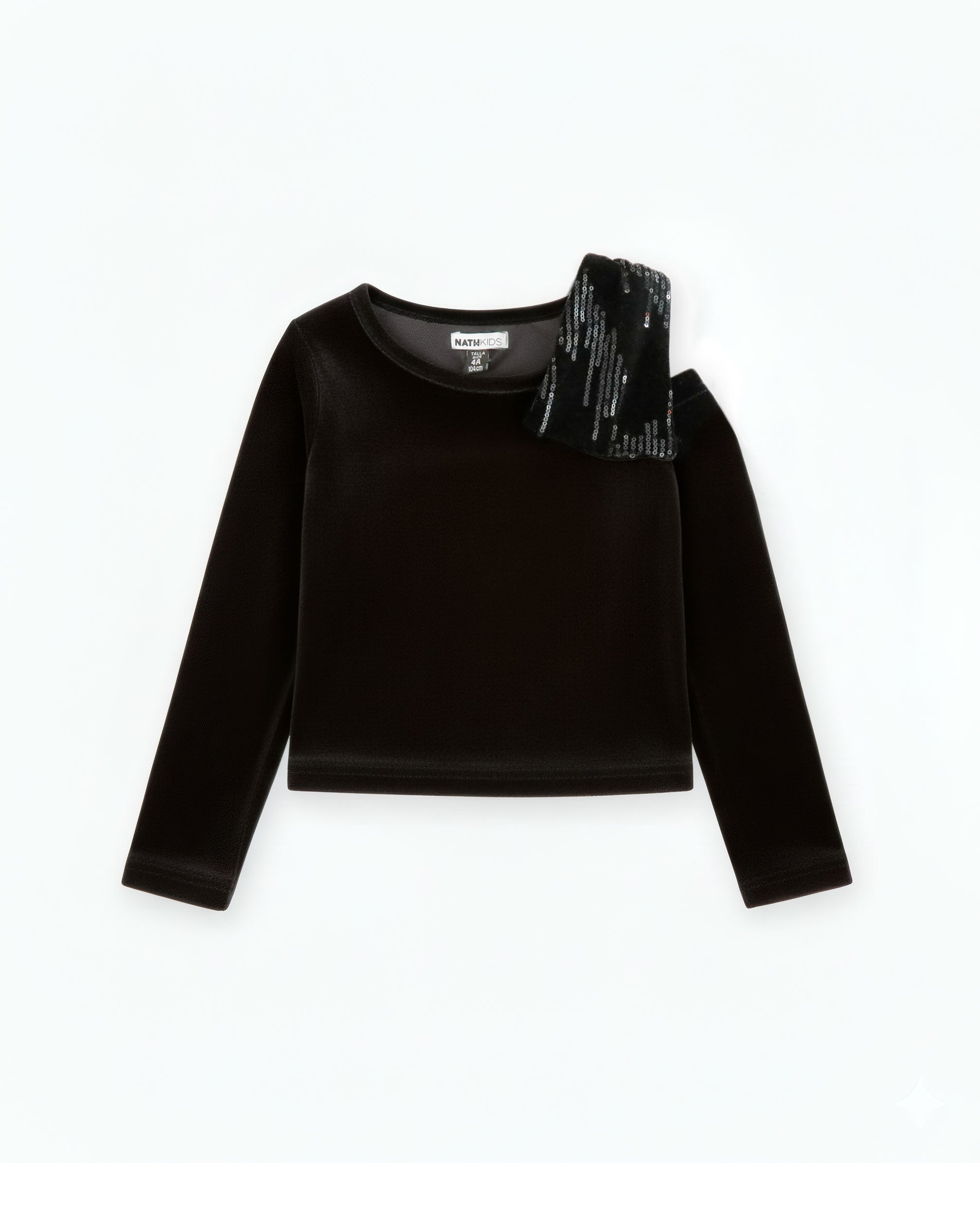 Blusa de niña en terciopelo con detalle de lentejuelas en el
