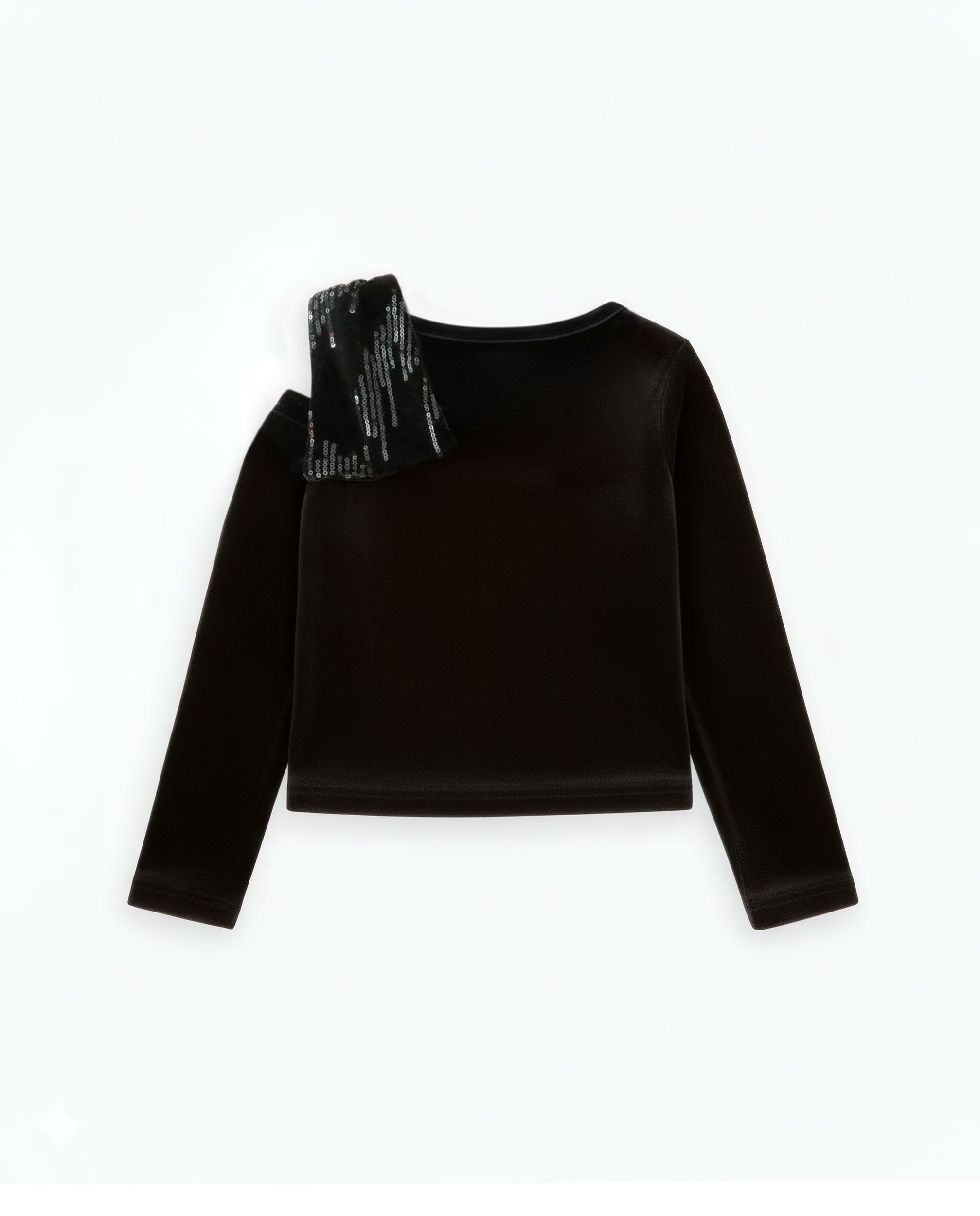 Girls’ velvet blouse with sequin shoulder detail