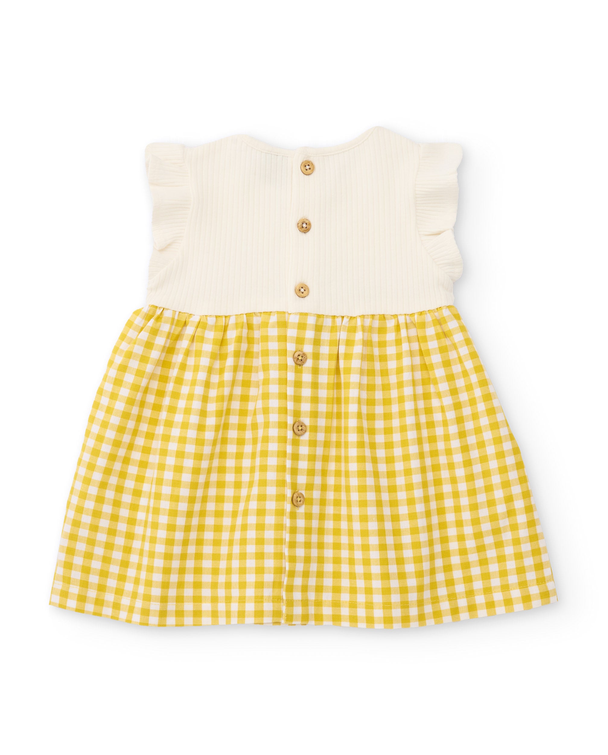 Vestido de recién nacido de plana y estampado vichy