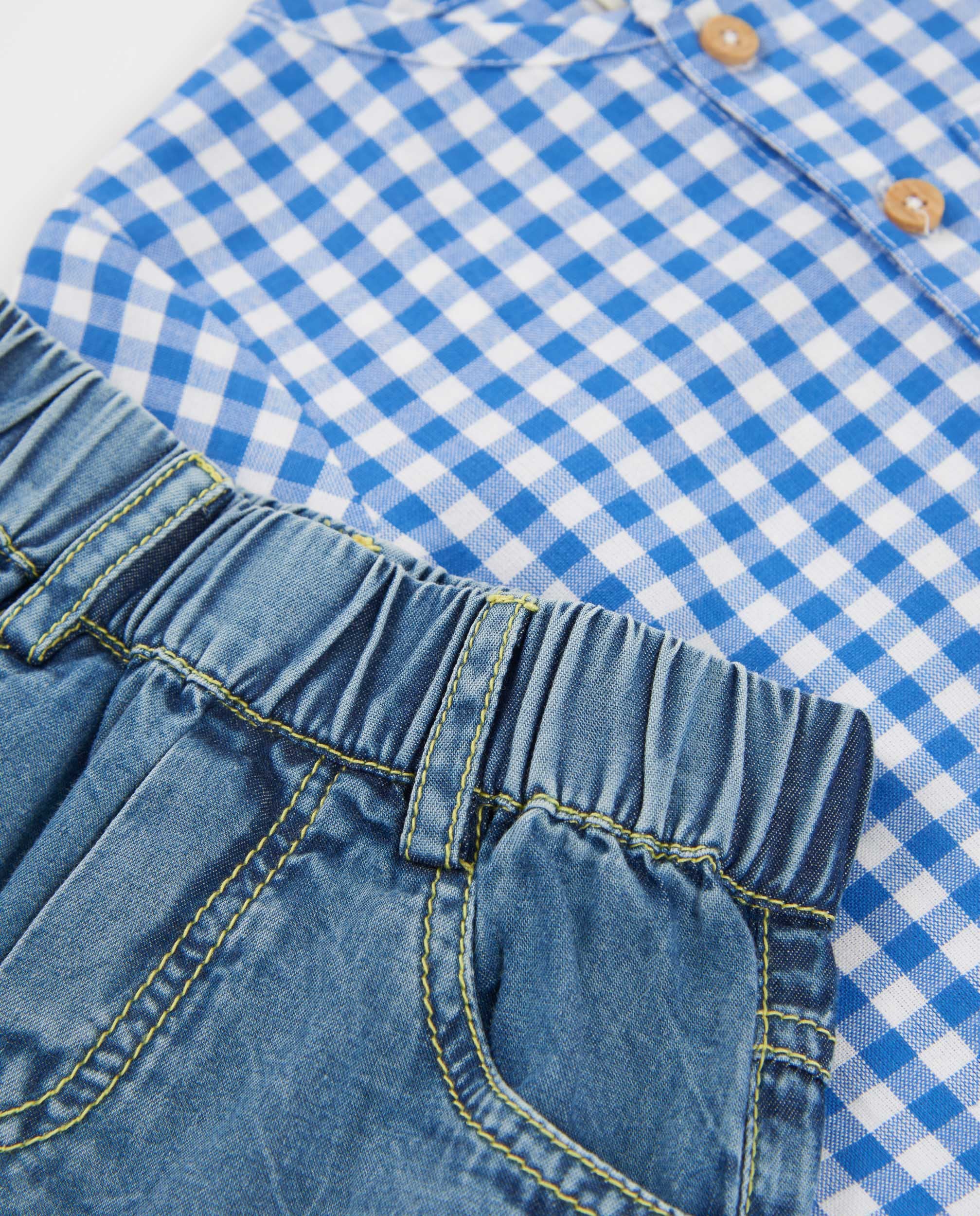 Conjunto de recién nacido de plana y estampado vichy