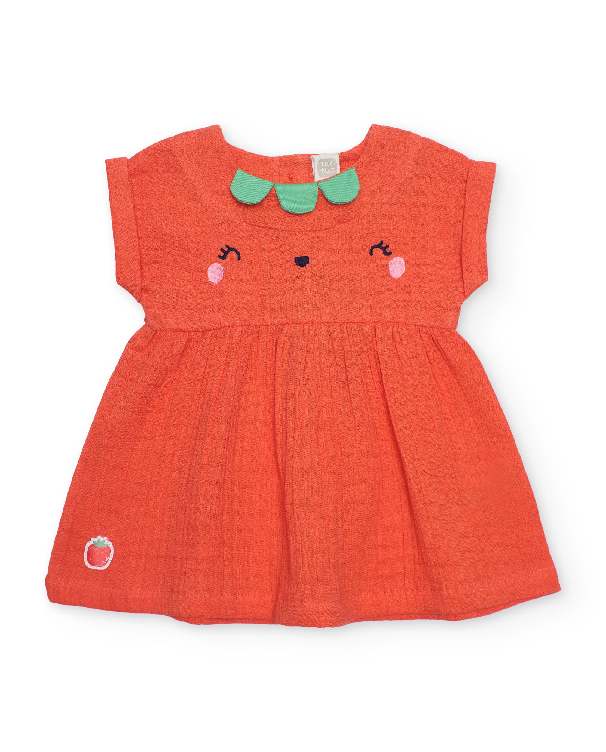 Vestido de recién nacido de plana y diseño fresita