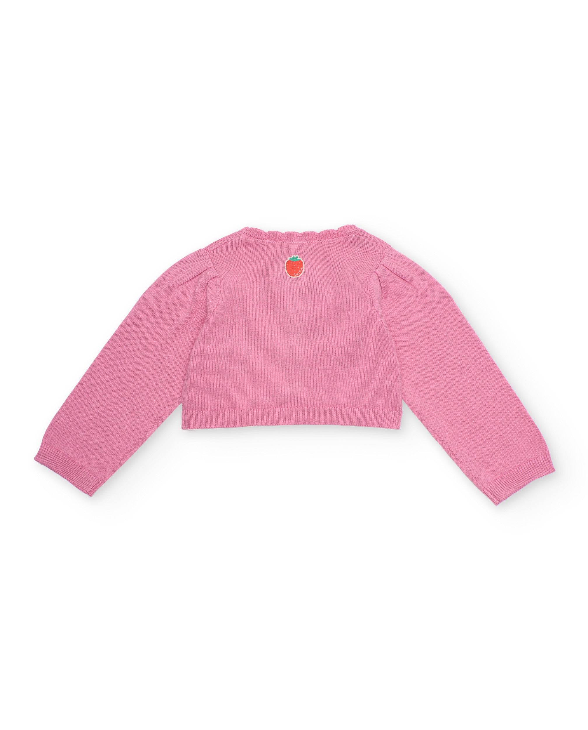 Chaqueta de recién nacido de tricot y fresitas bordadas