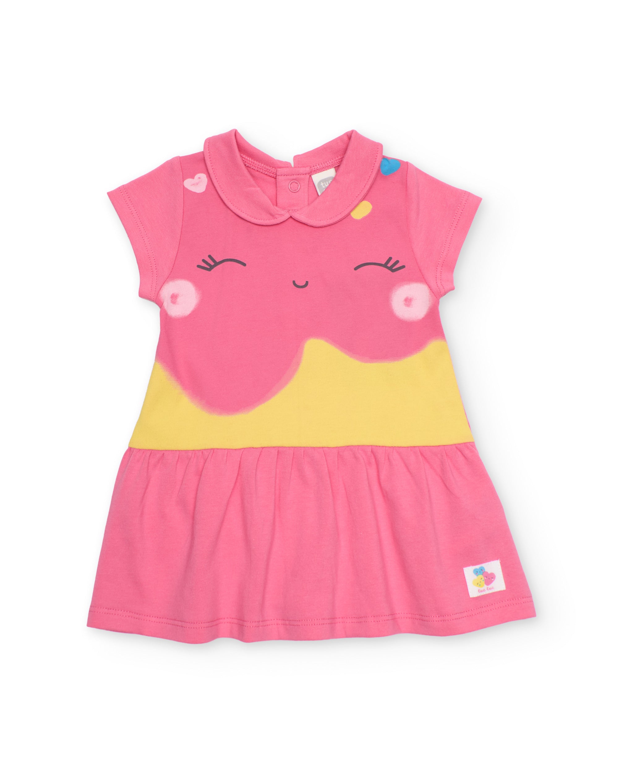 Vestido de recién nacido de punto con falda fruncida