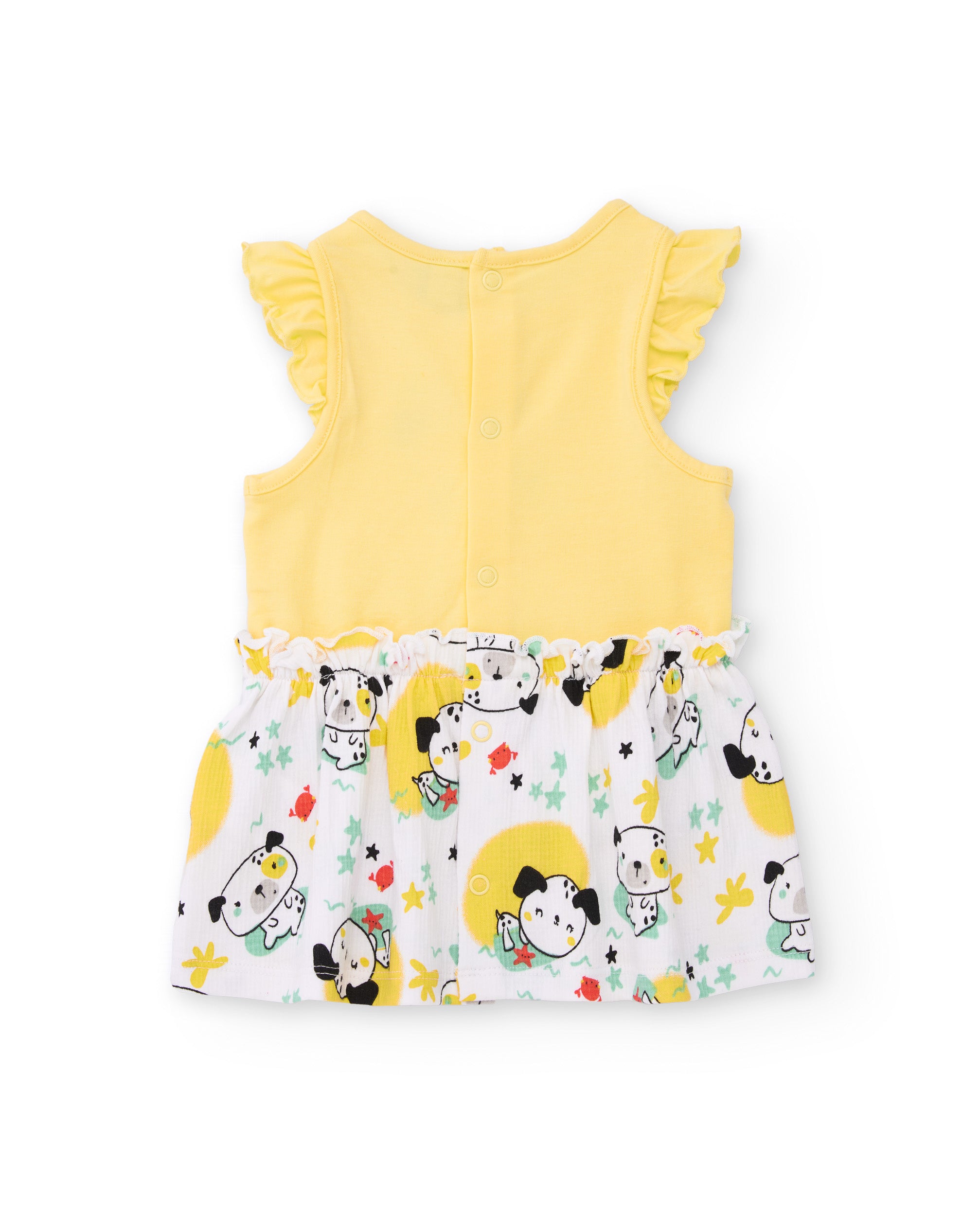 Vestido de recién nacido de punto y volantes en hombros