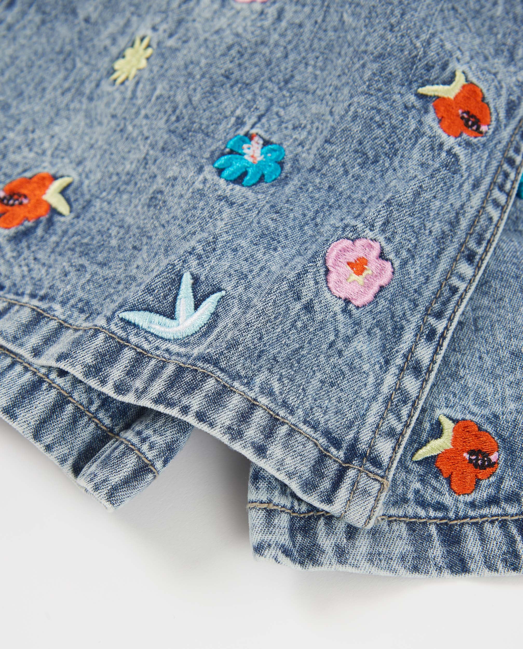 Short de niña de plana y denim
