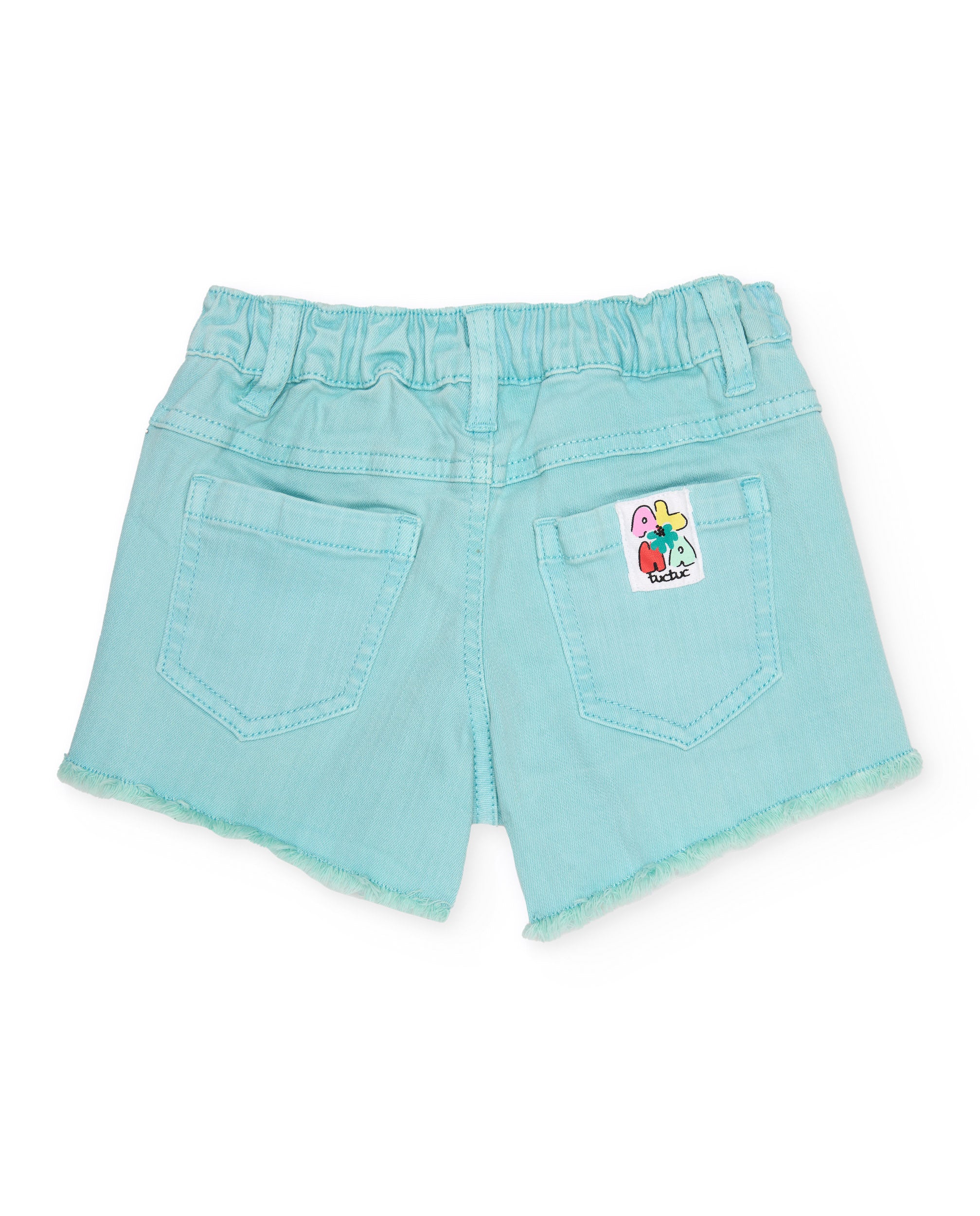 Short de niña de plana y denim con bordados