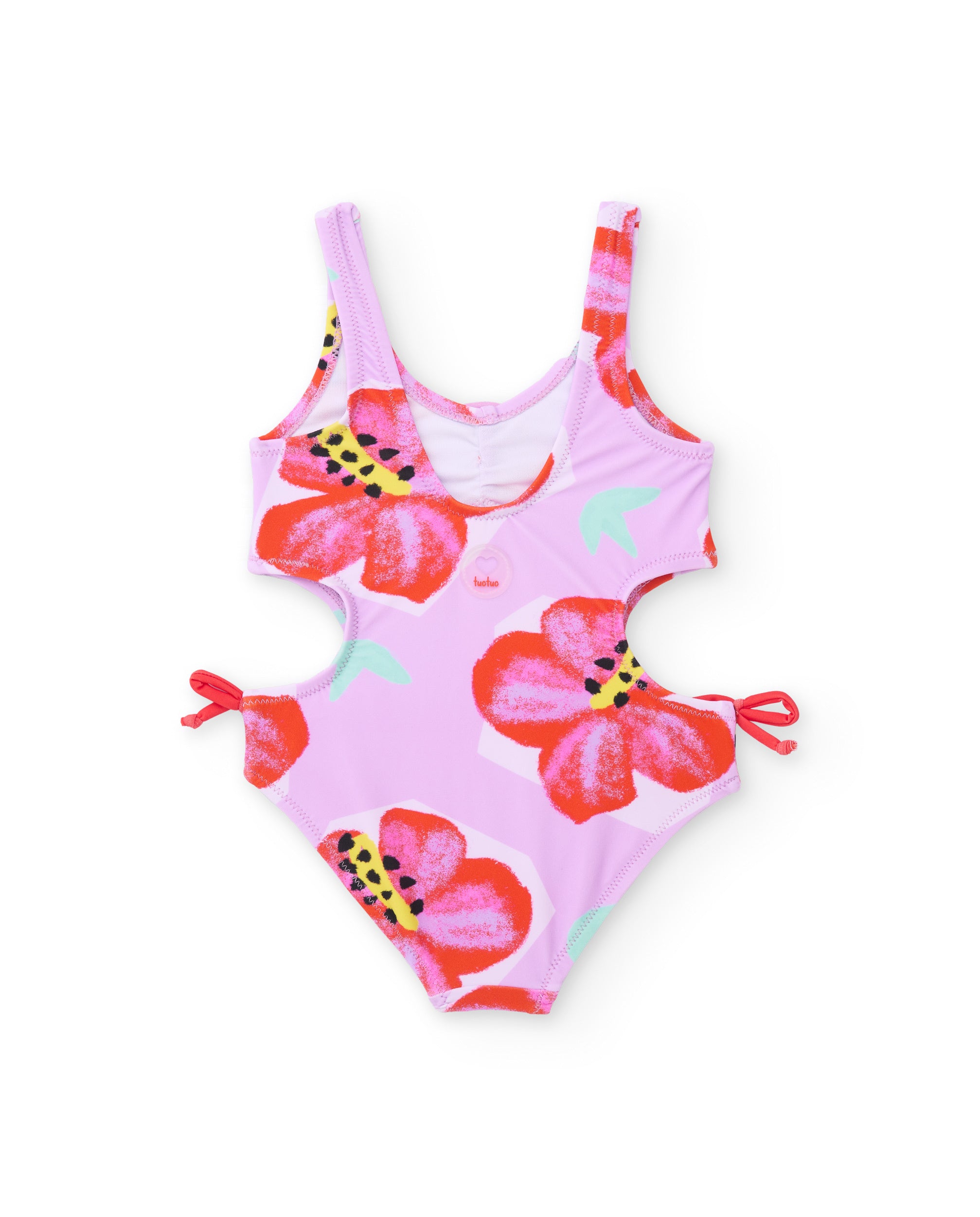 Bañador de niña de punto y apliques en relieve