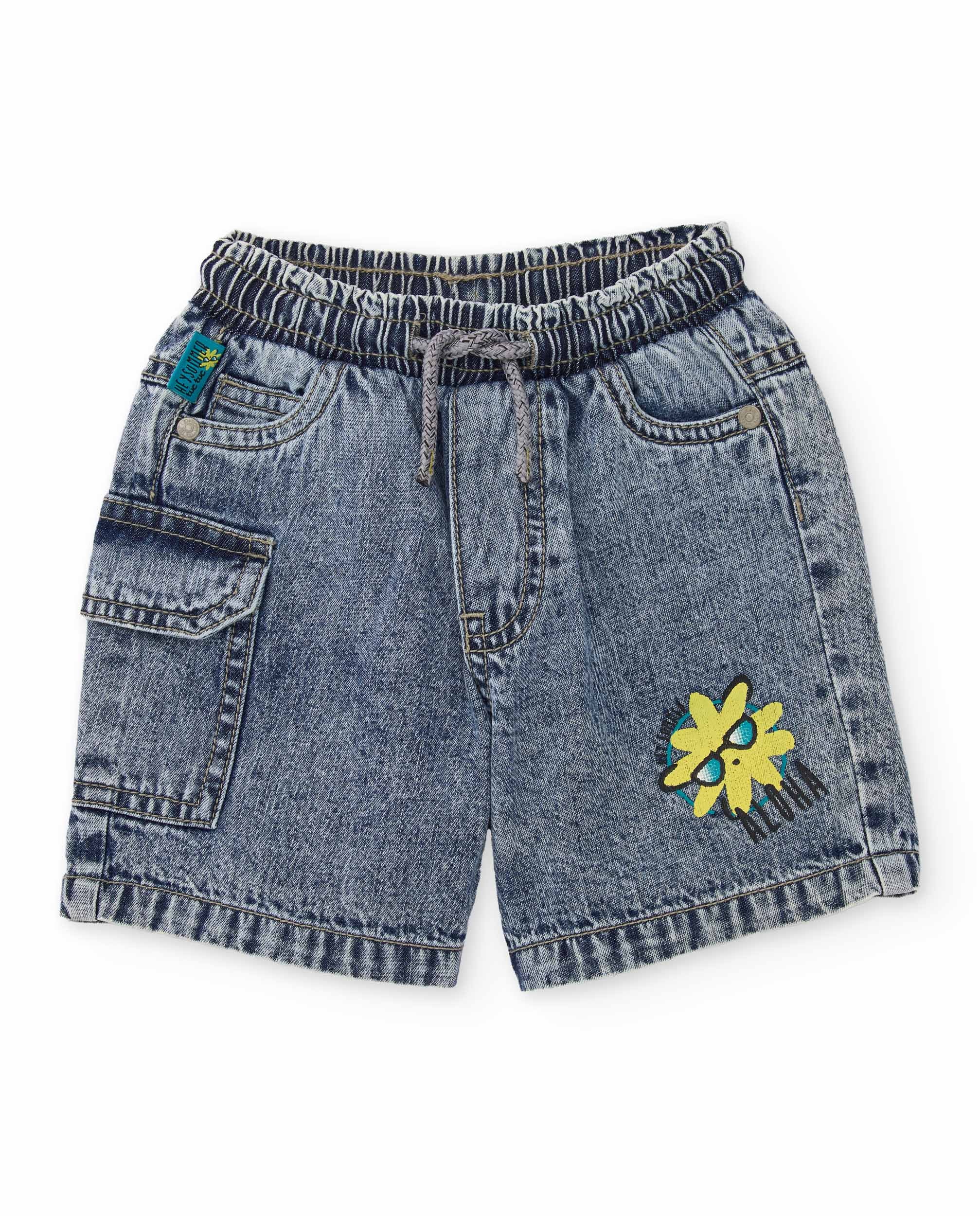 Bermuda de niño de plana en denim