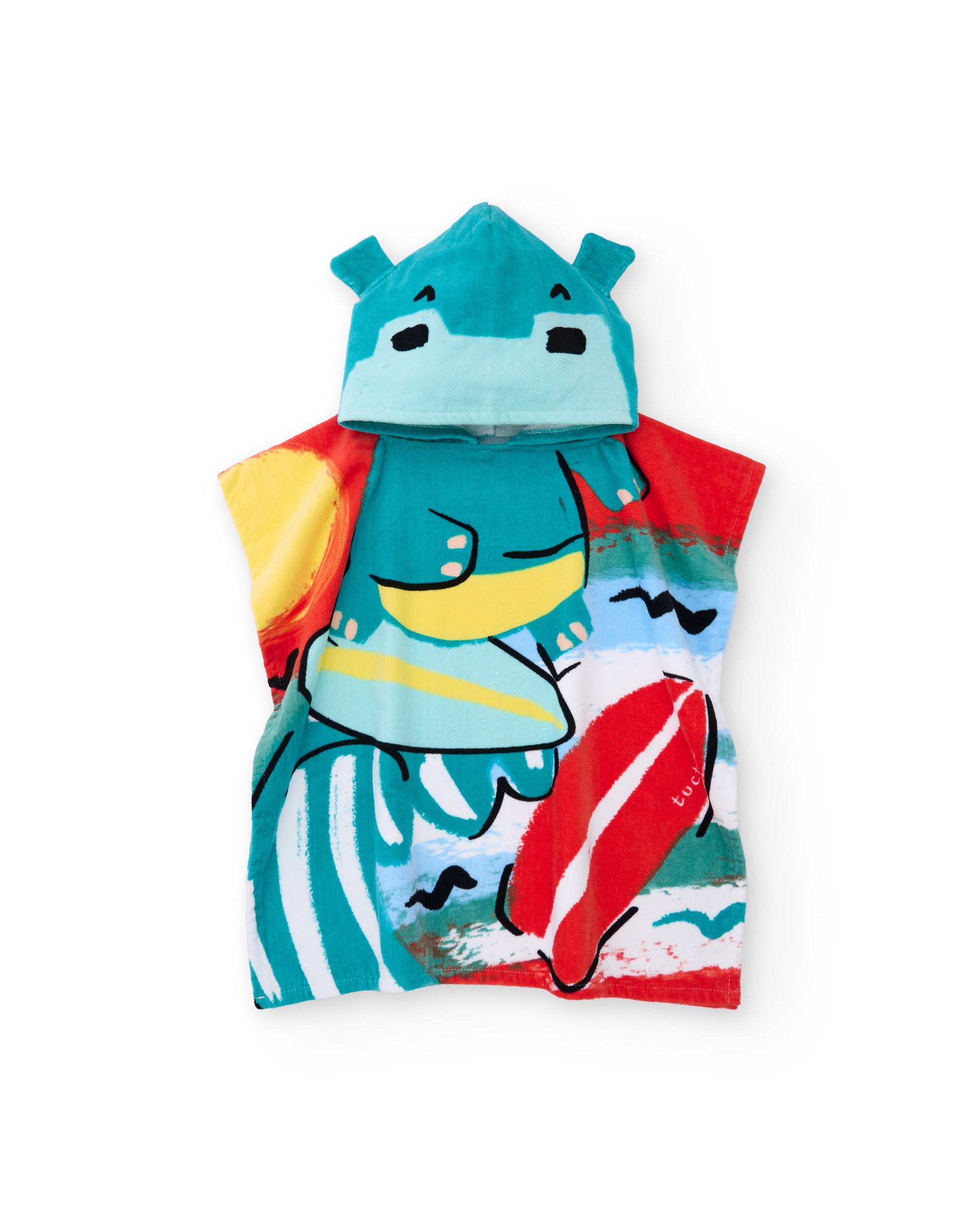 Toalla poncho de niño de punto y apliques en relieve