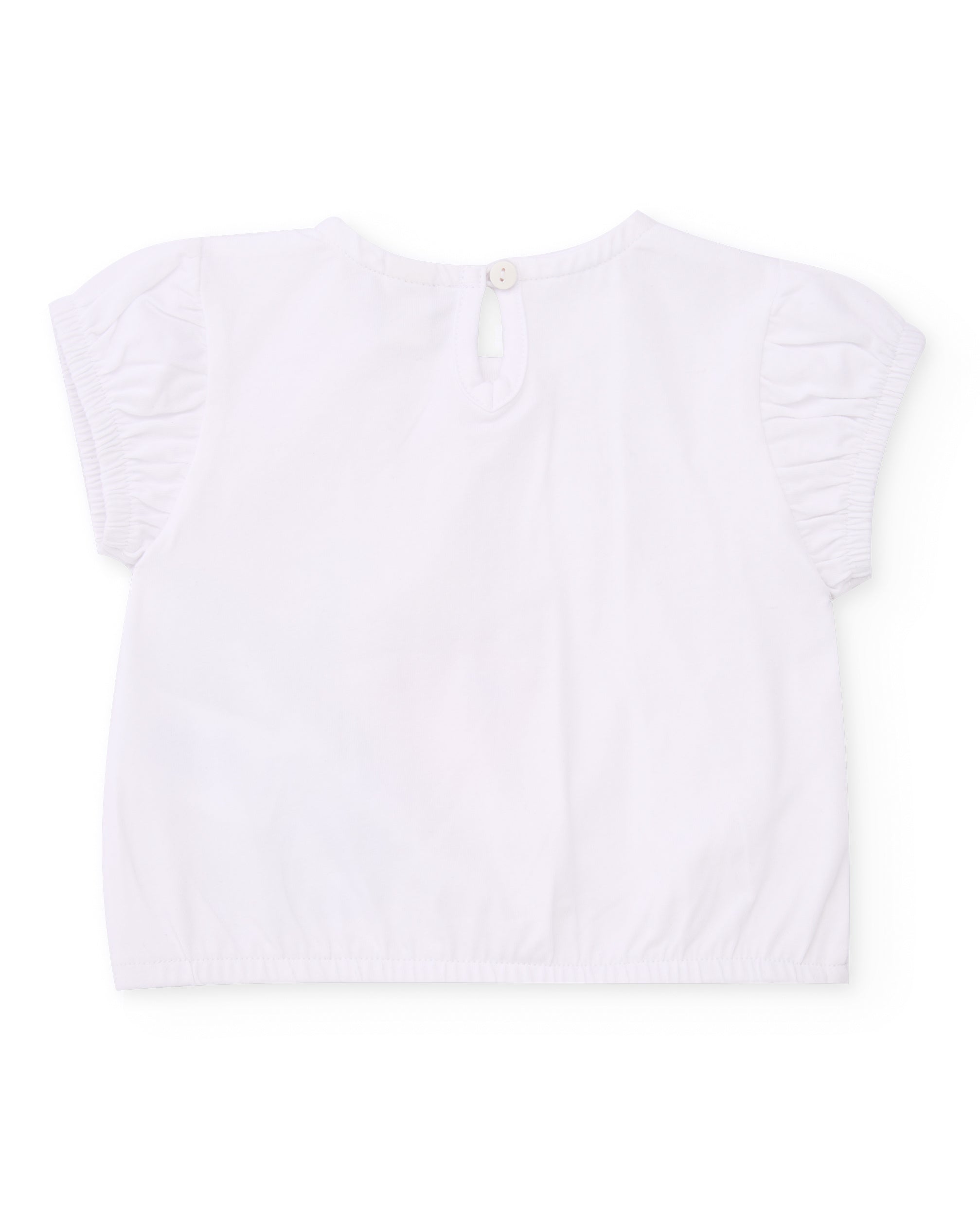 Camiseta de niña de punto y flor en relieve