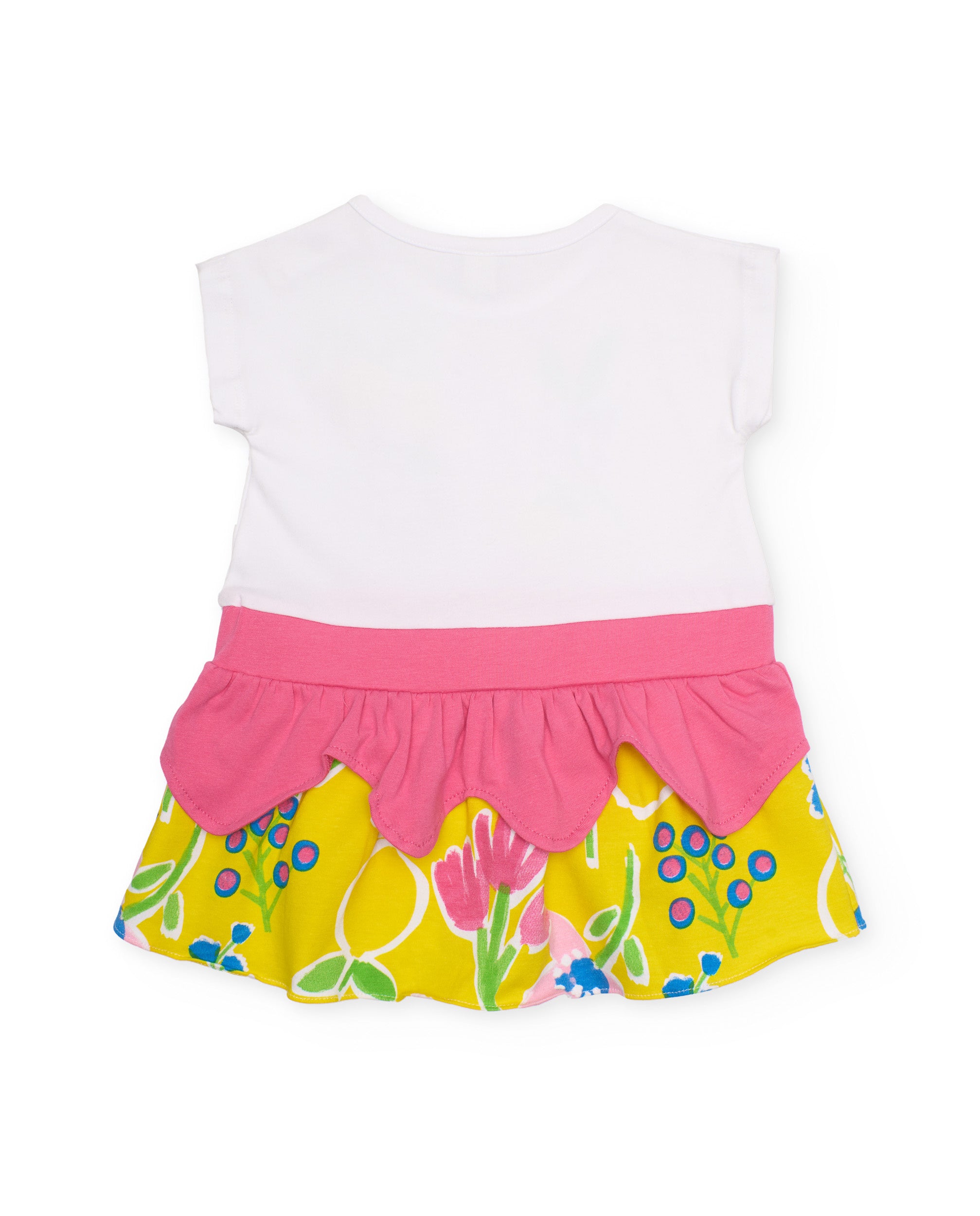 Vestido de niña de punto con volante en cintura