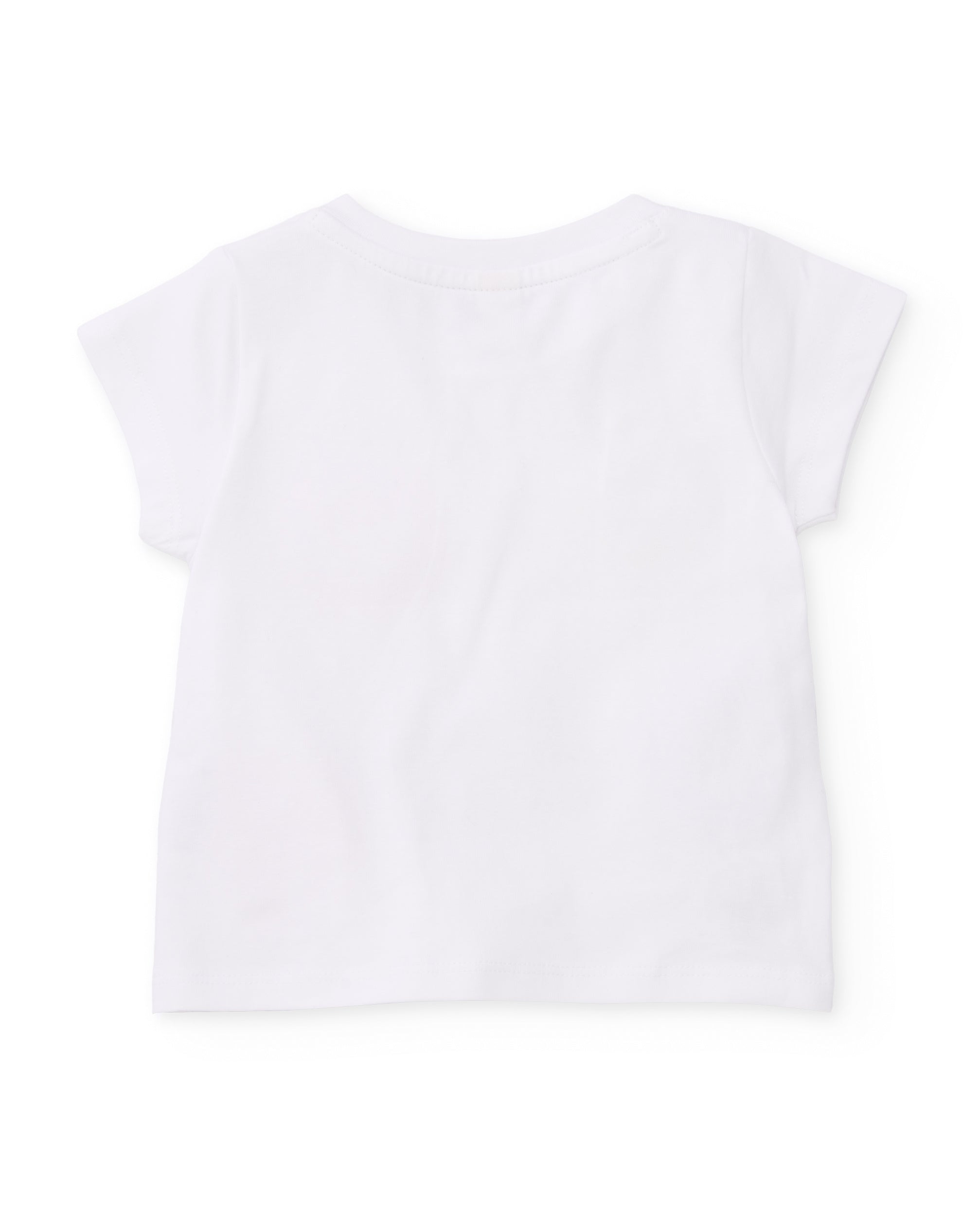 Camiseta de niña de punto y flores en volumen