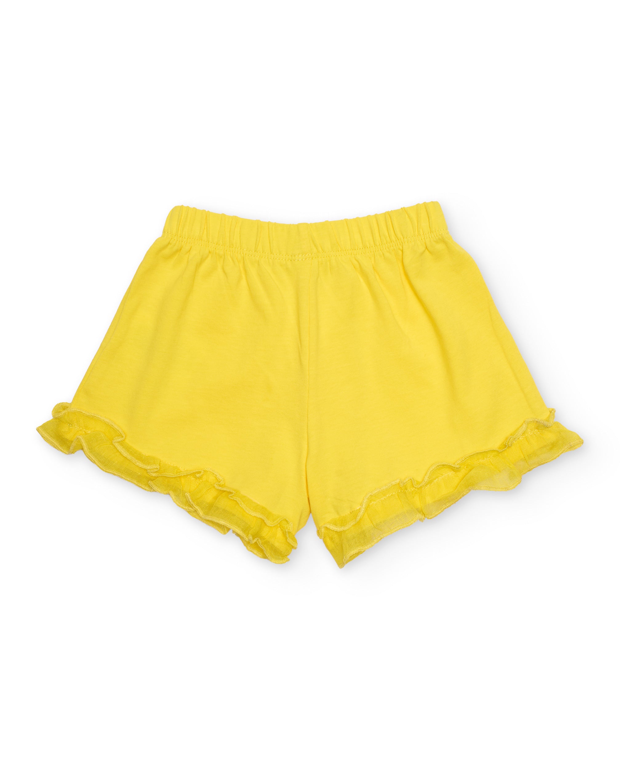 Short de niña de punto con volantes en el bajo