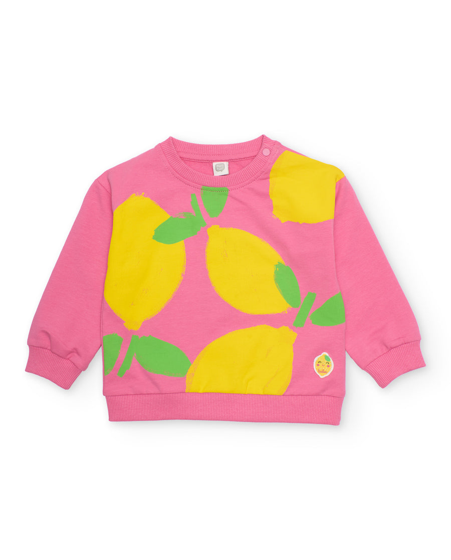 Sudadera de niña de punto con cierre en hombro