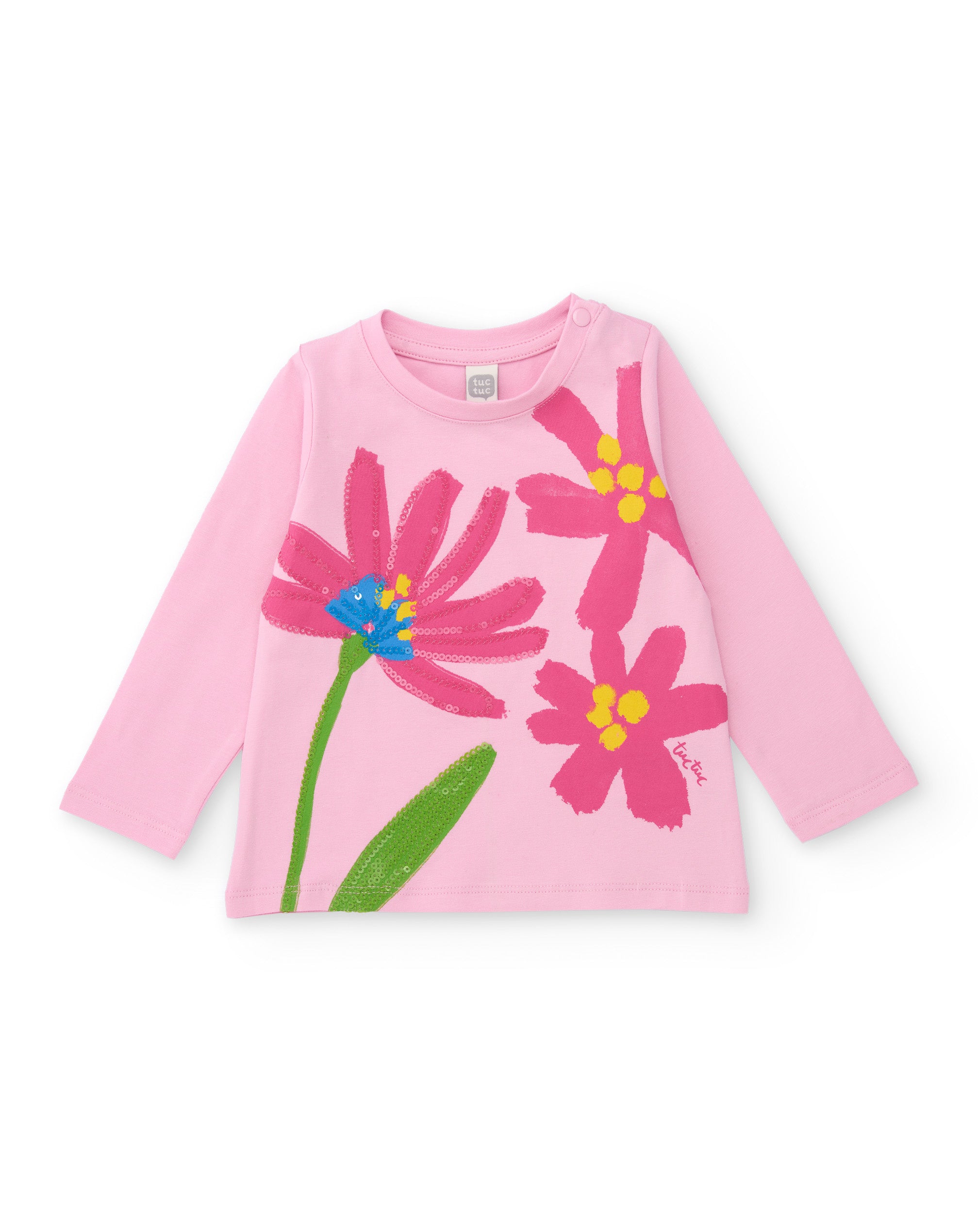 Camiseta de niña de punto y detalles brillantes