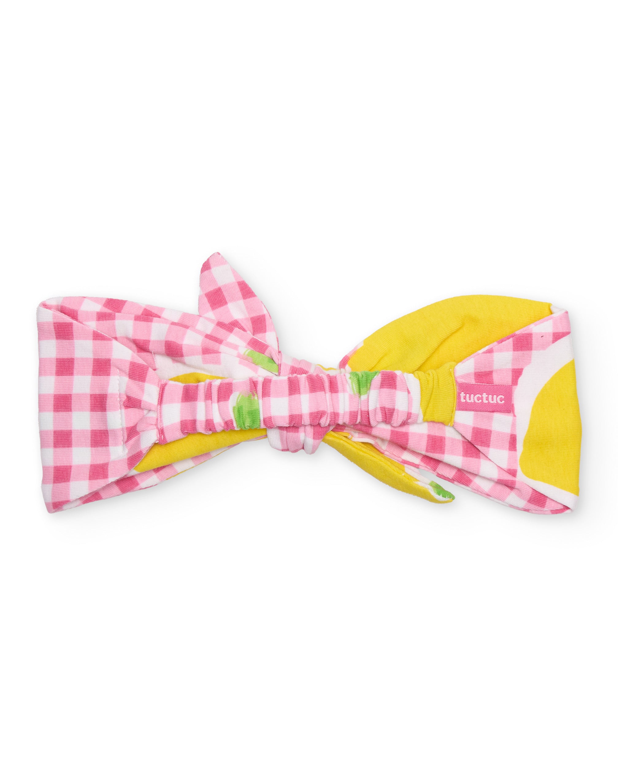 Diadema de niña de punto y estampado vichy