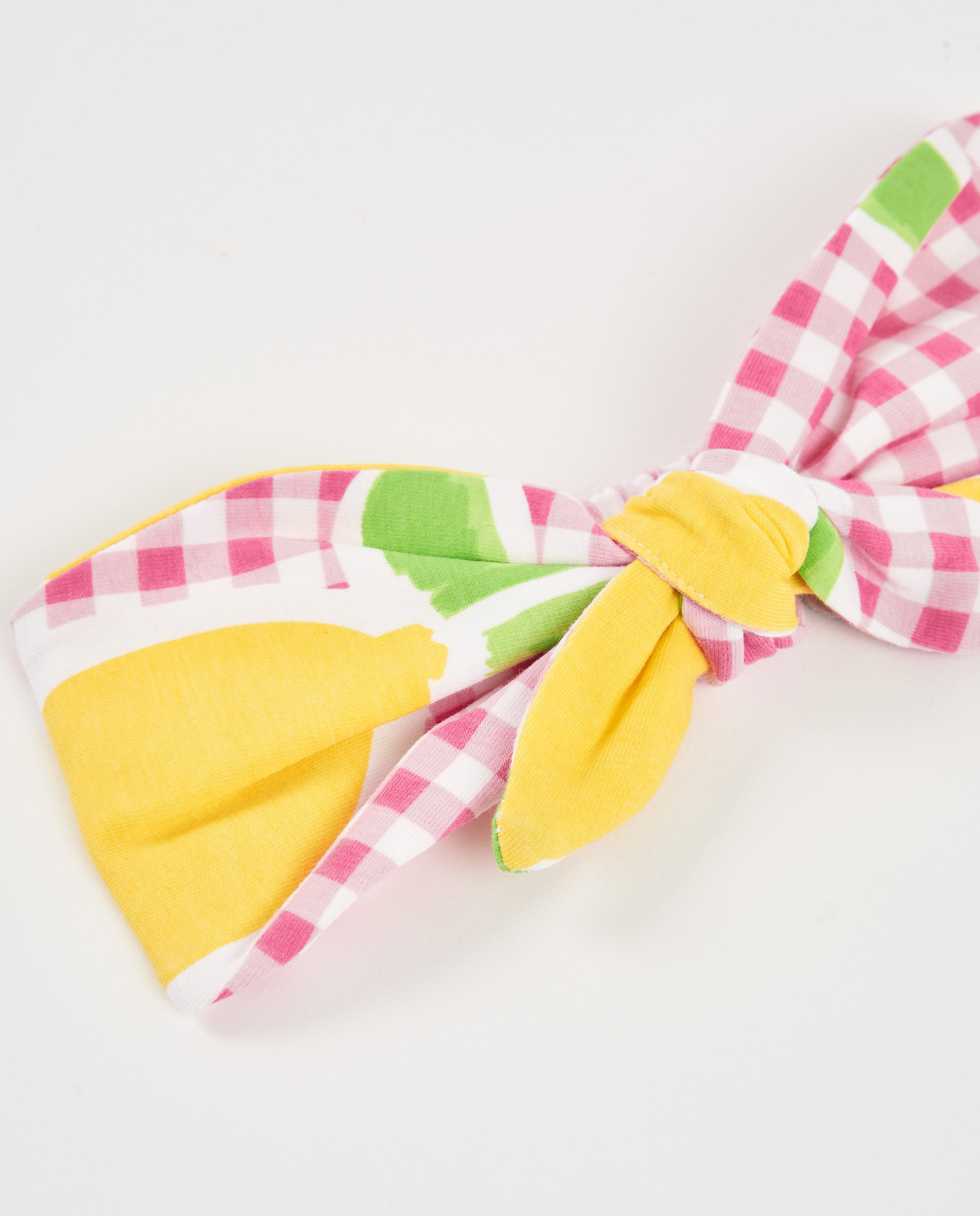 Diadema de niña de punto y estampado vichy