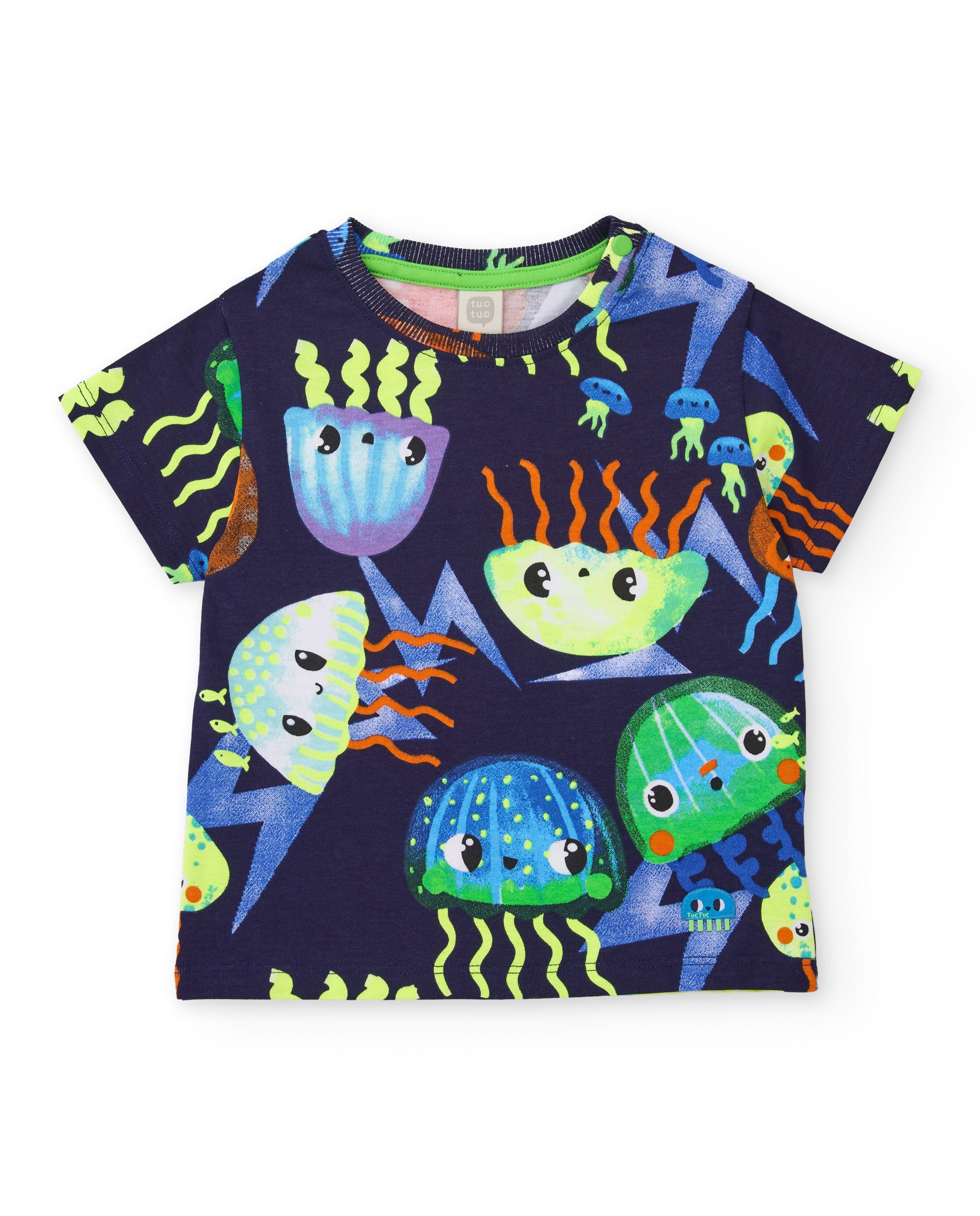 Camiseta de niño de punto con medusas multicolores