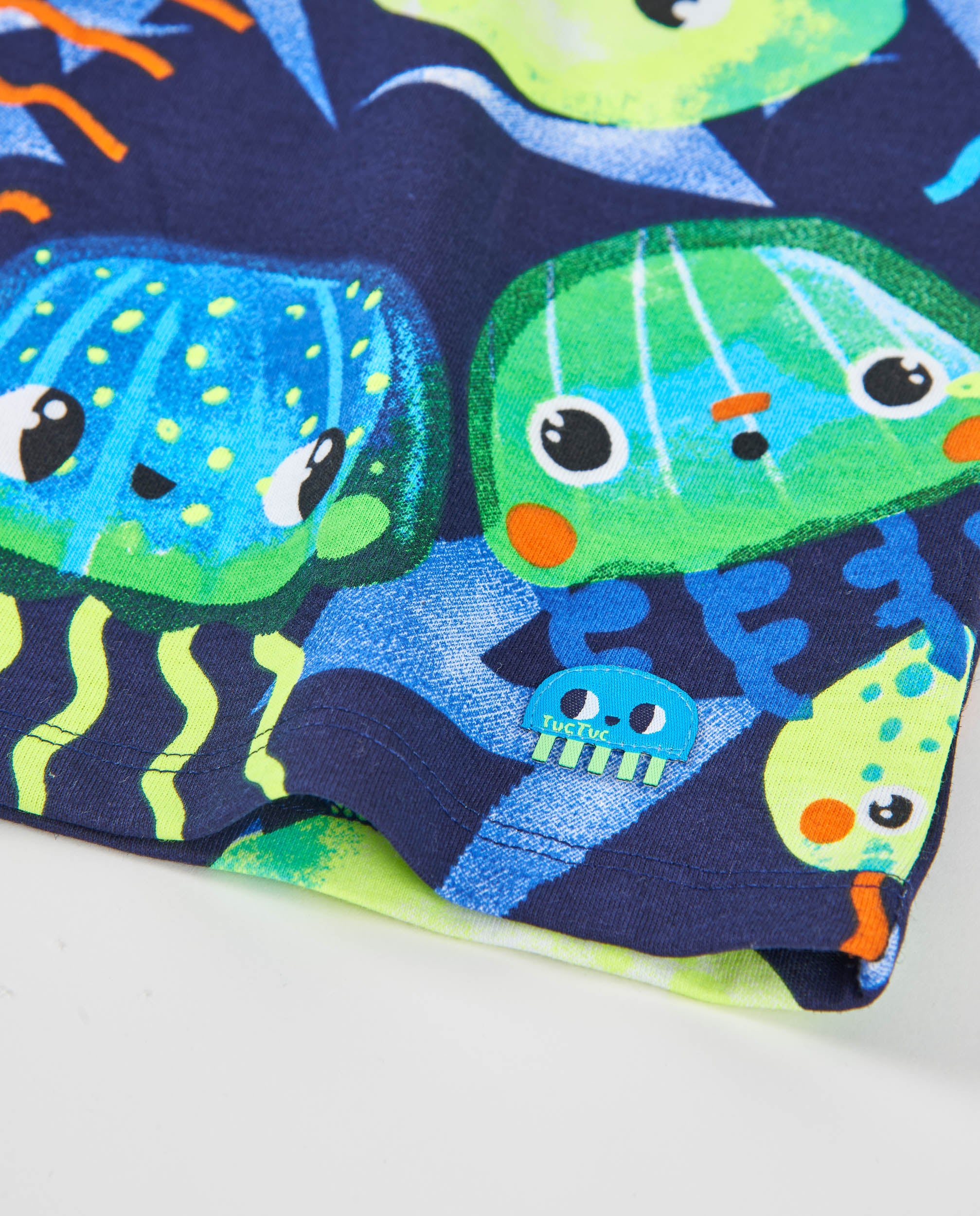 Camiseta de niño de punto con medusas multicolores