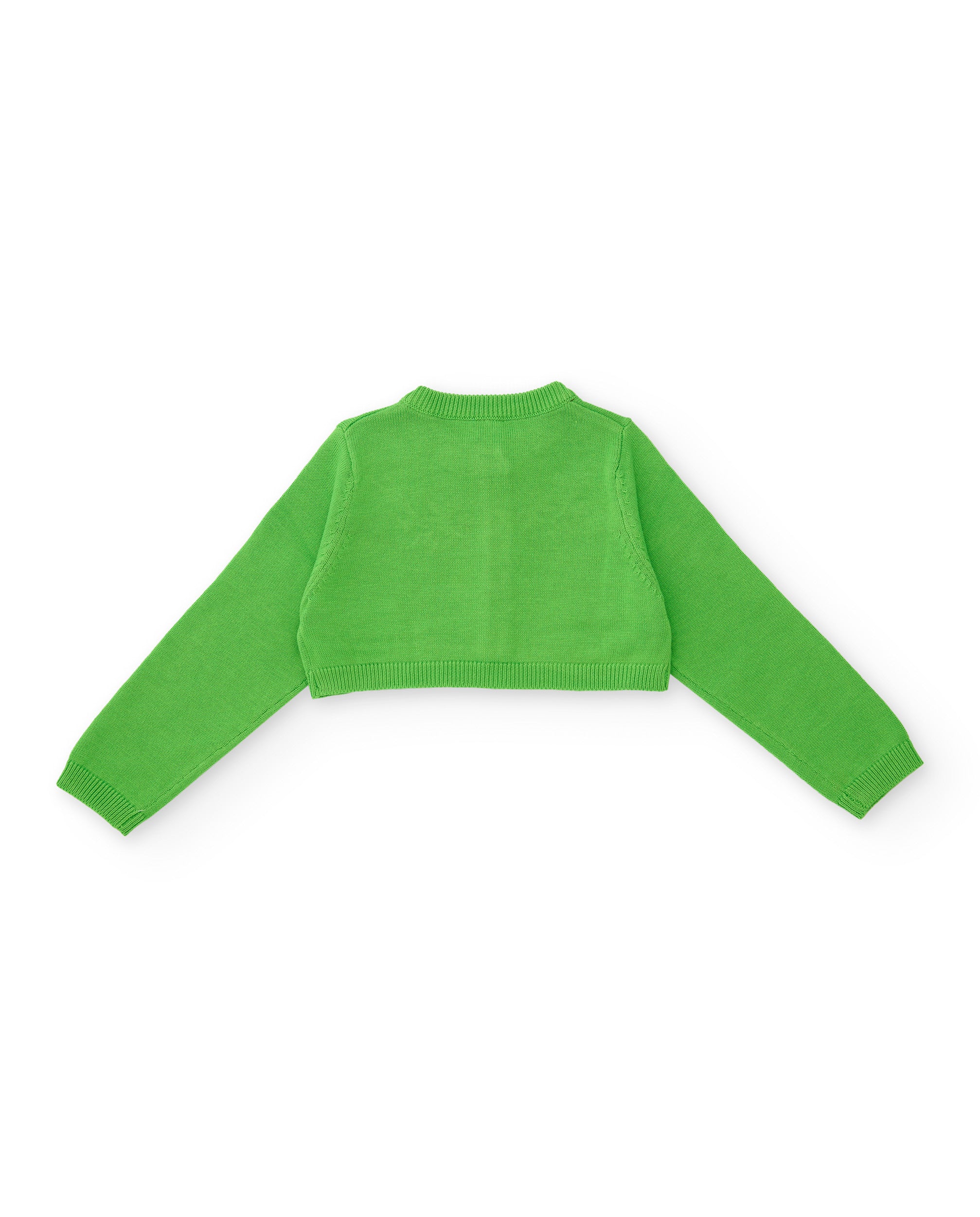 Chaqueta de niña de tricot con bordado frontal