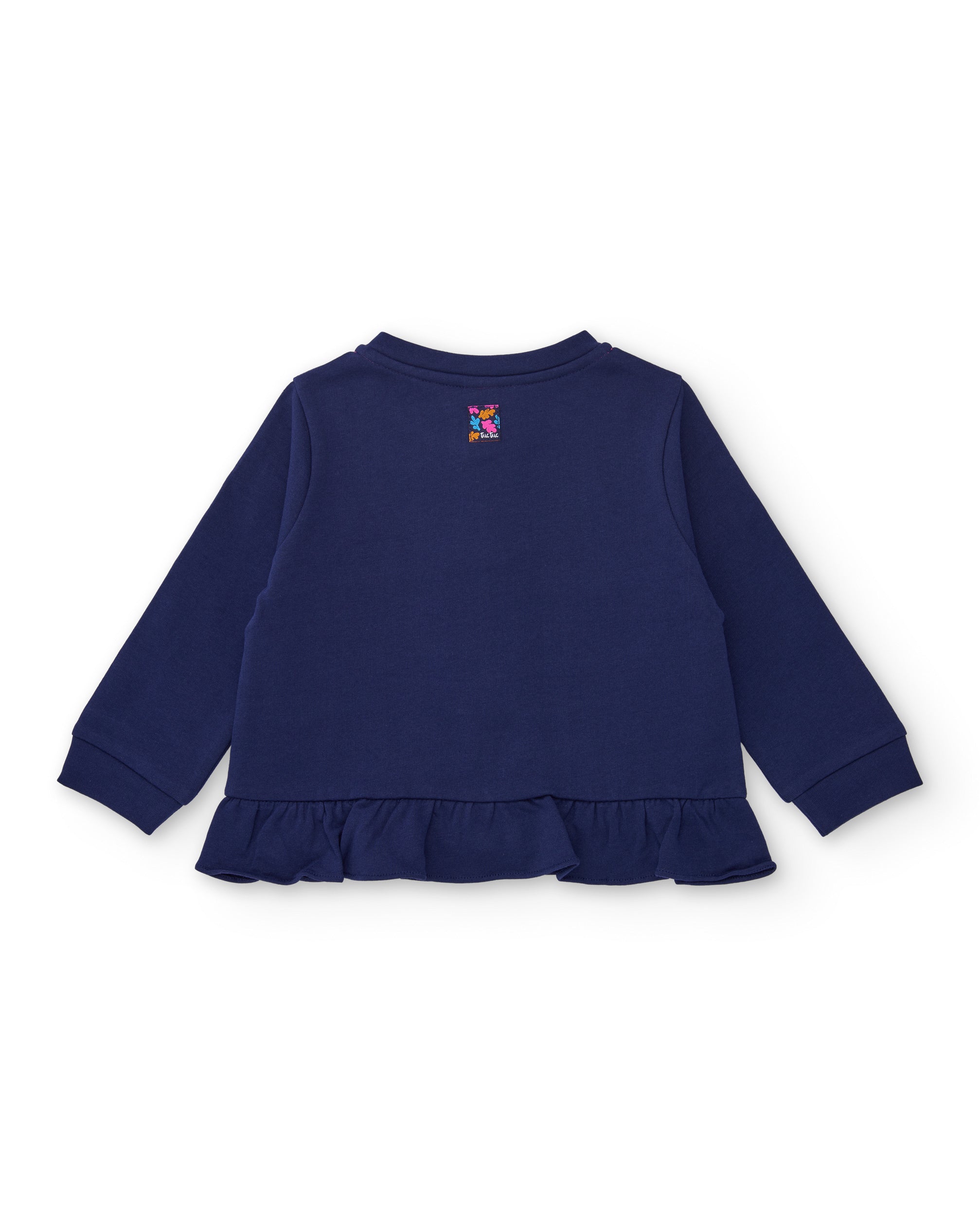 Sudadera de niña de punto y bajo con volante
