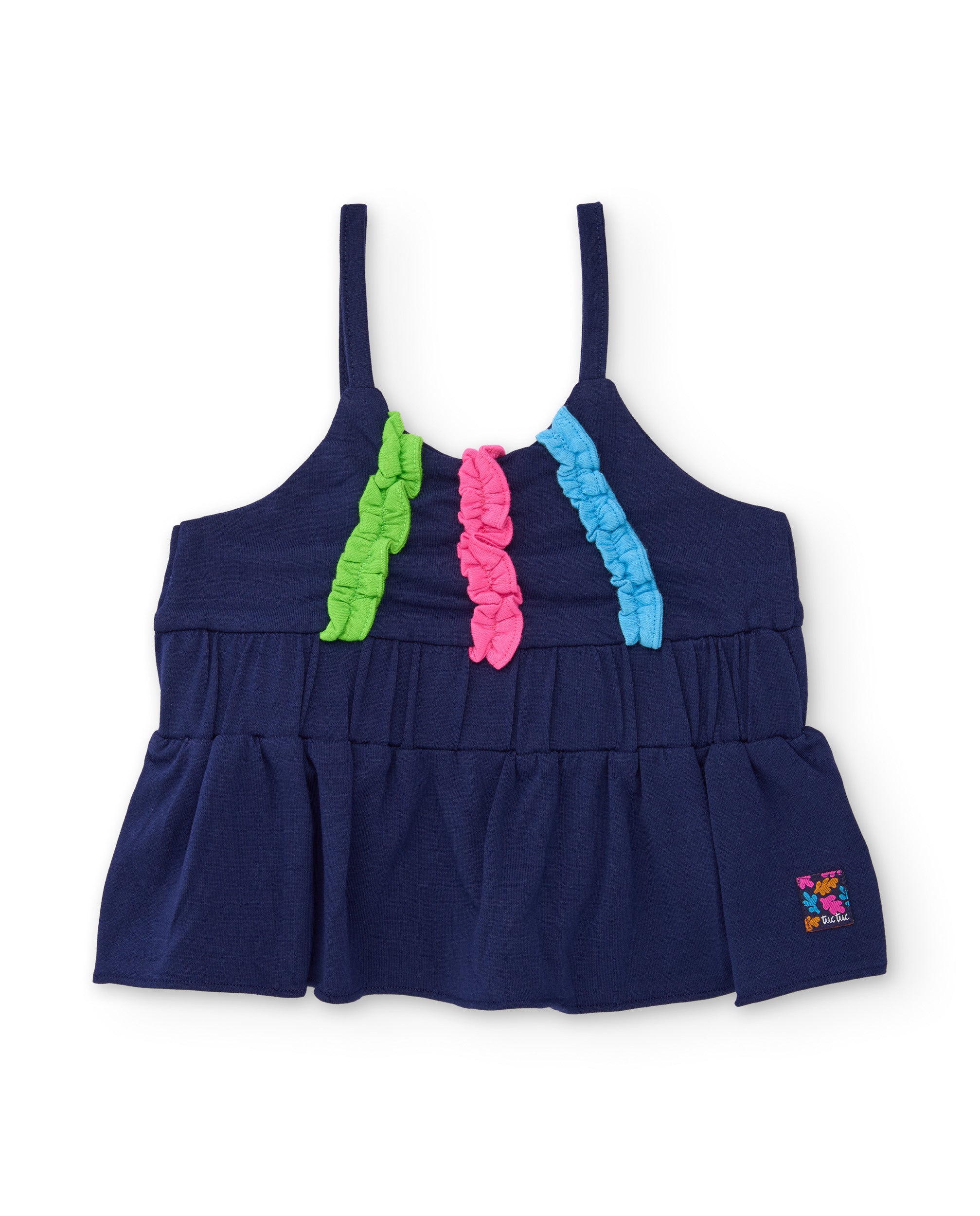 Camiseta de niña de punto con tiras fruncidas