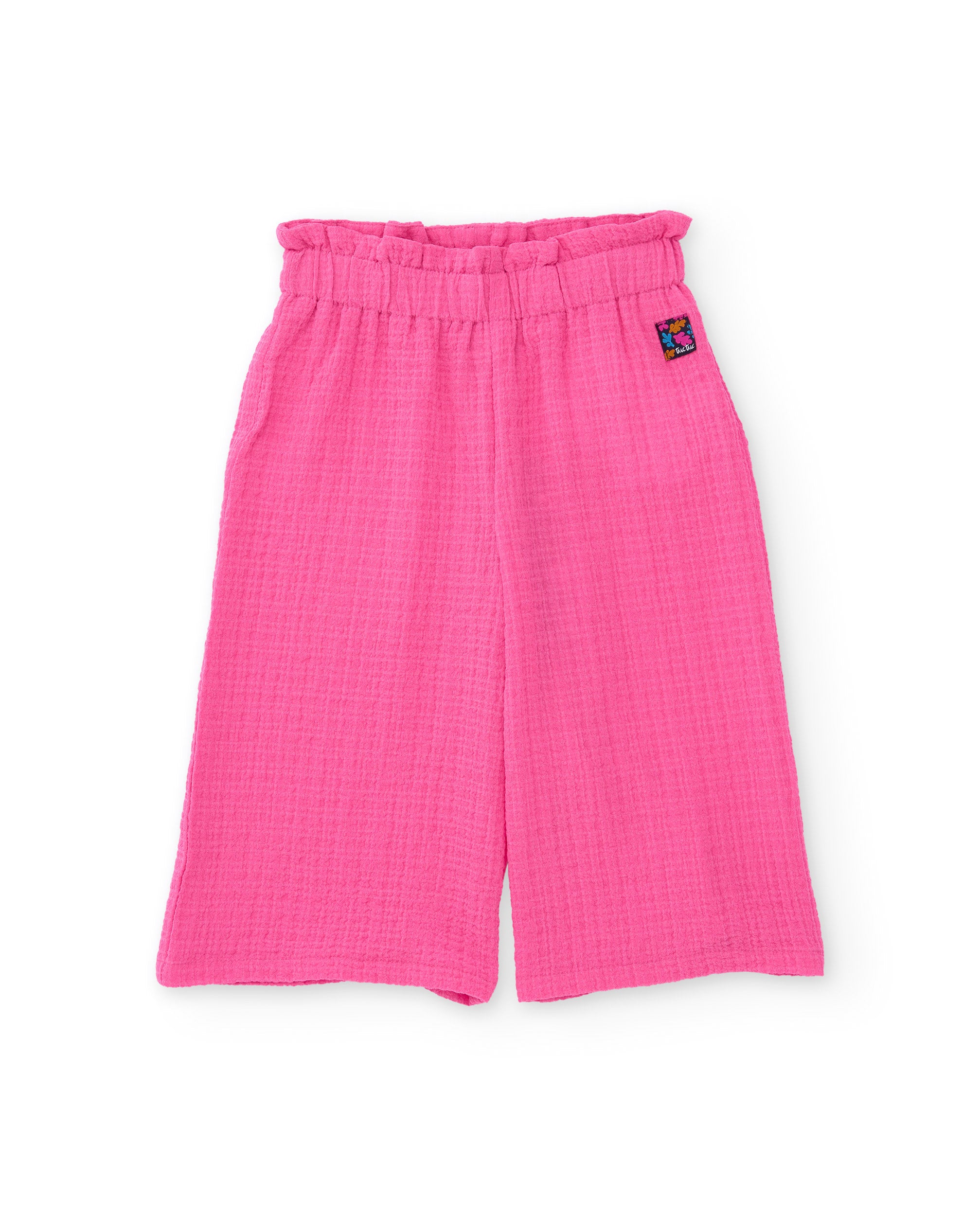 Pantalones de niña de plana con textura gofrada