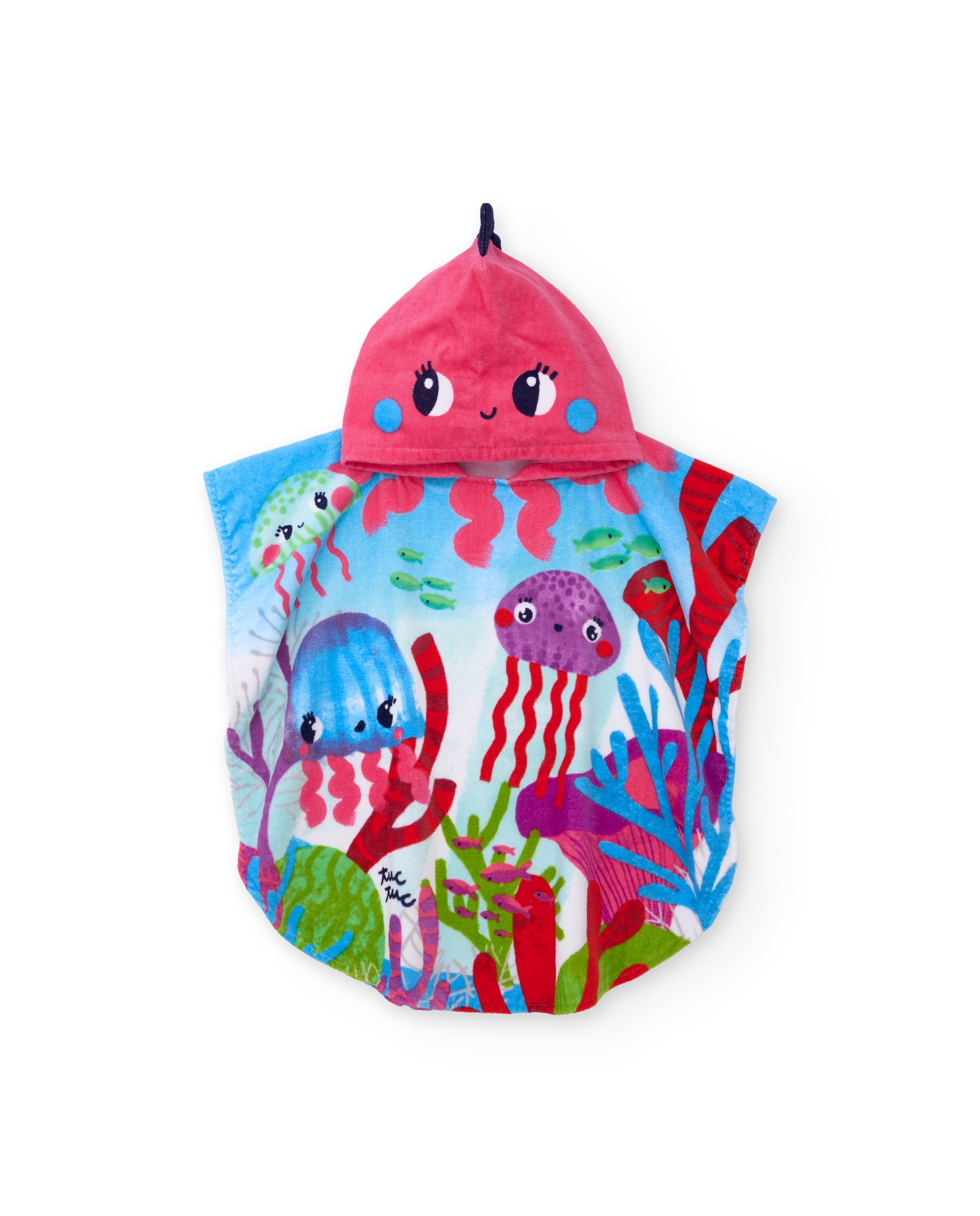 Toalla poncho de niña de punto con capucha
