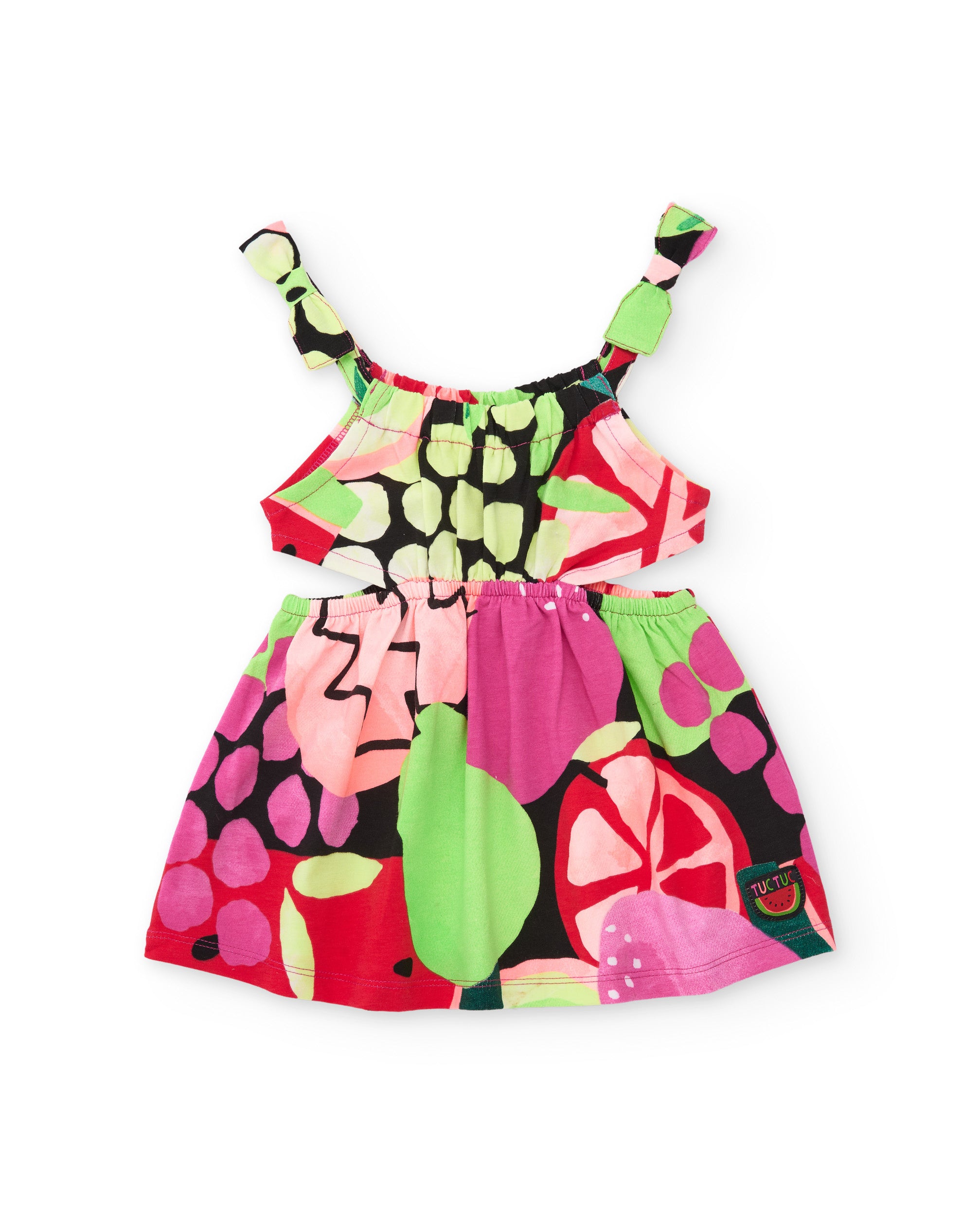 Vestido de niña de punto con tirantes anudados