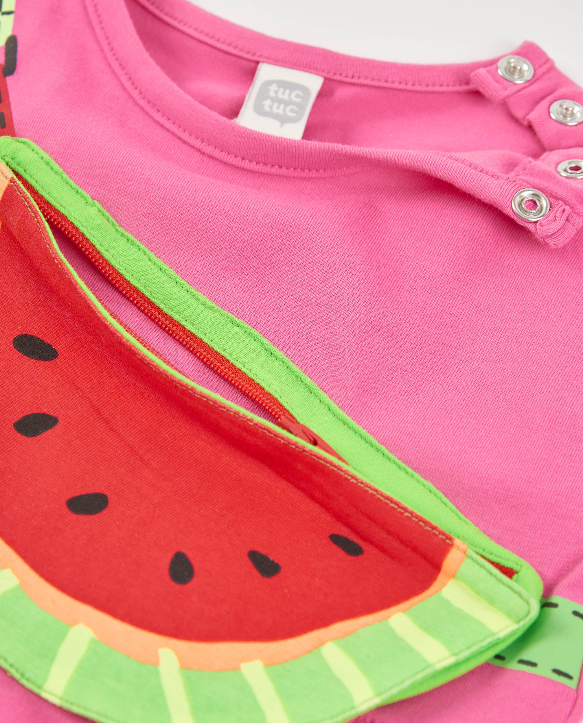 Vestido de niña de punto con aplicación de sandía