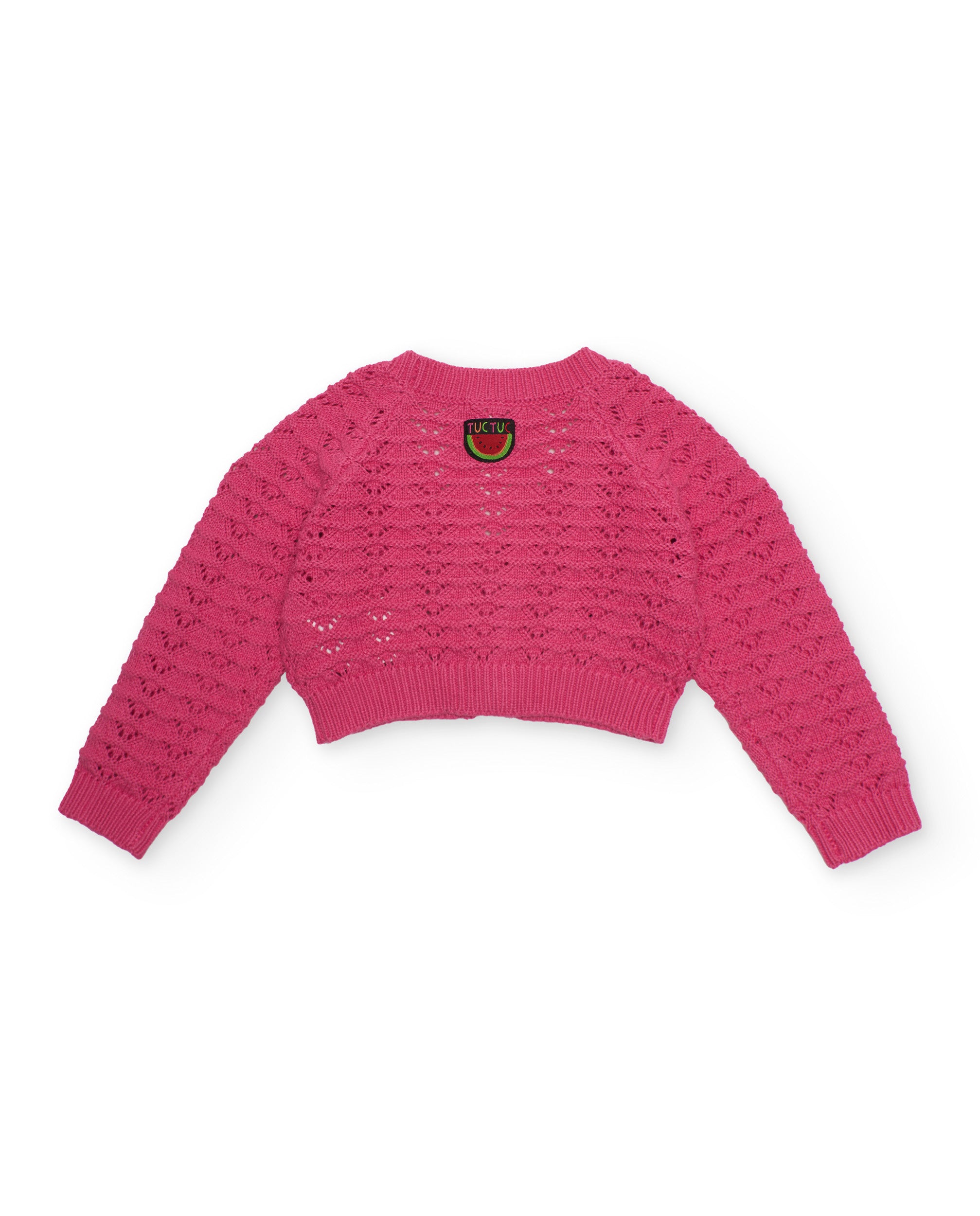 Chaqueta de niña de tricot con motivos de frutas