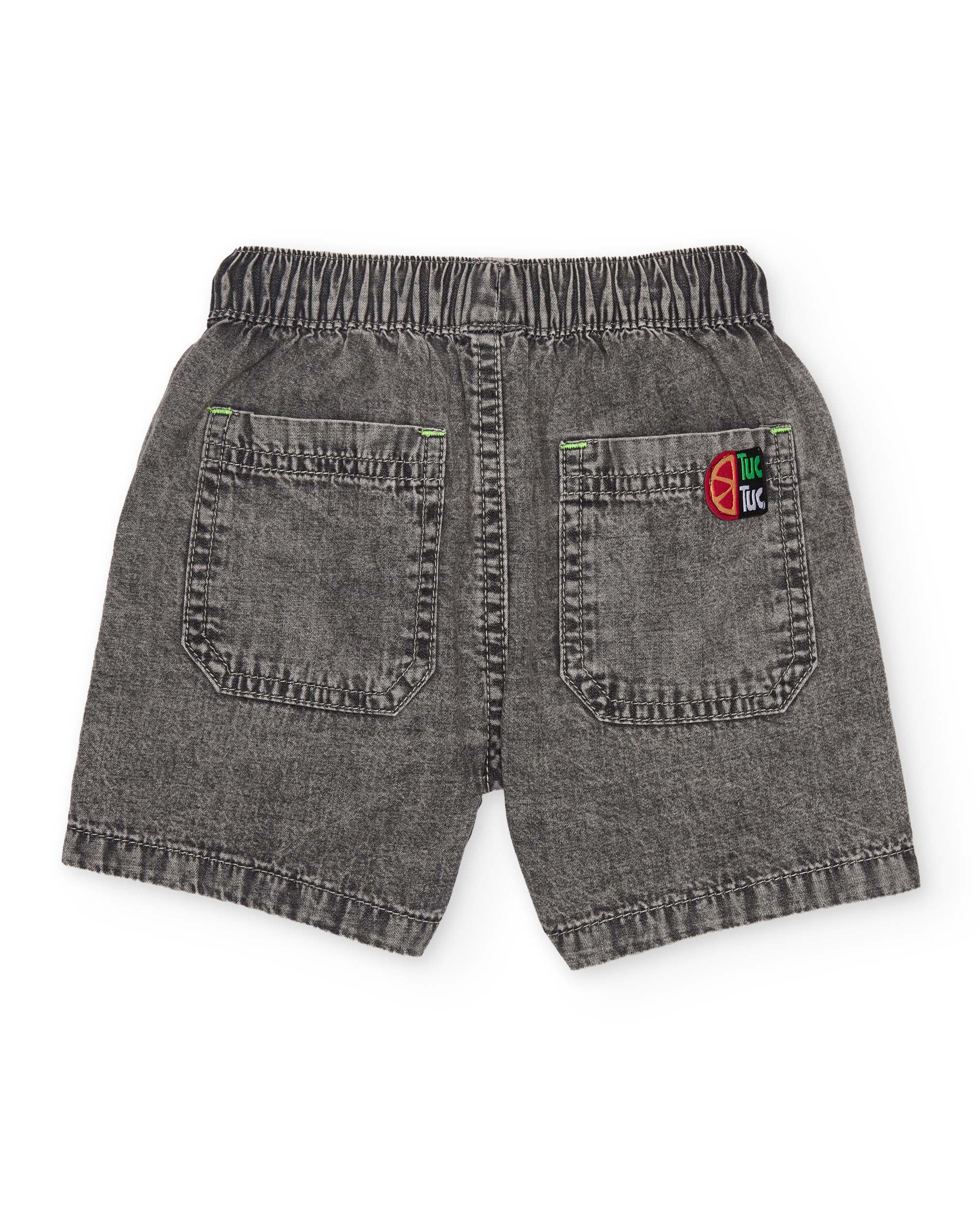 Bermuda de niño de plana y denim efecto lavado