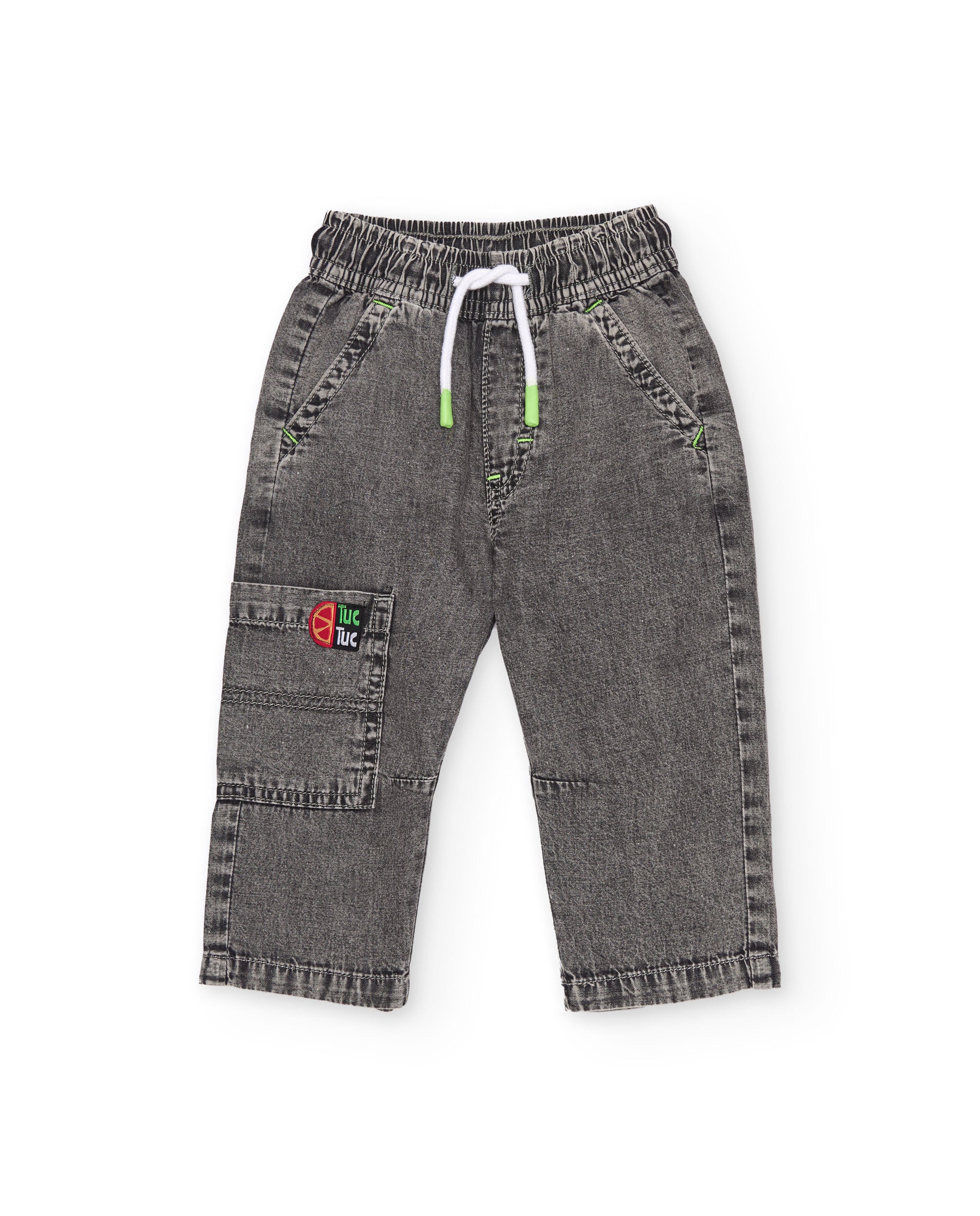Pantalones de niño de plana y denim efecto lavado
