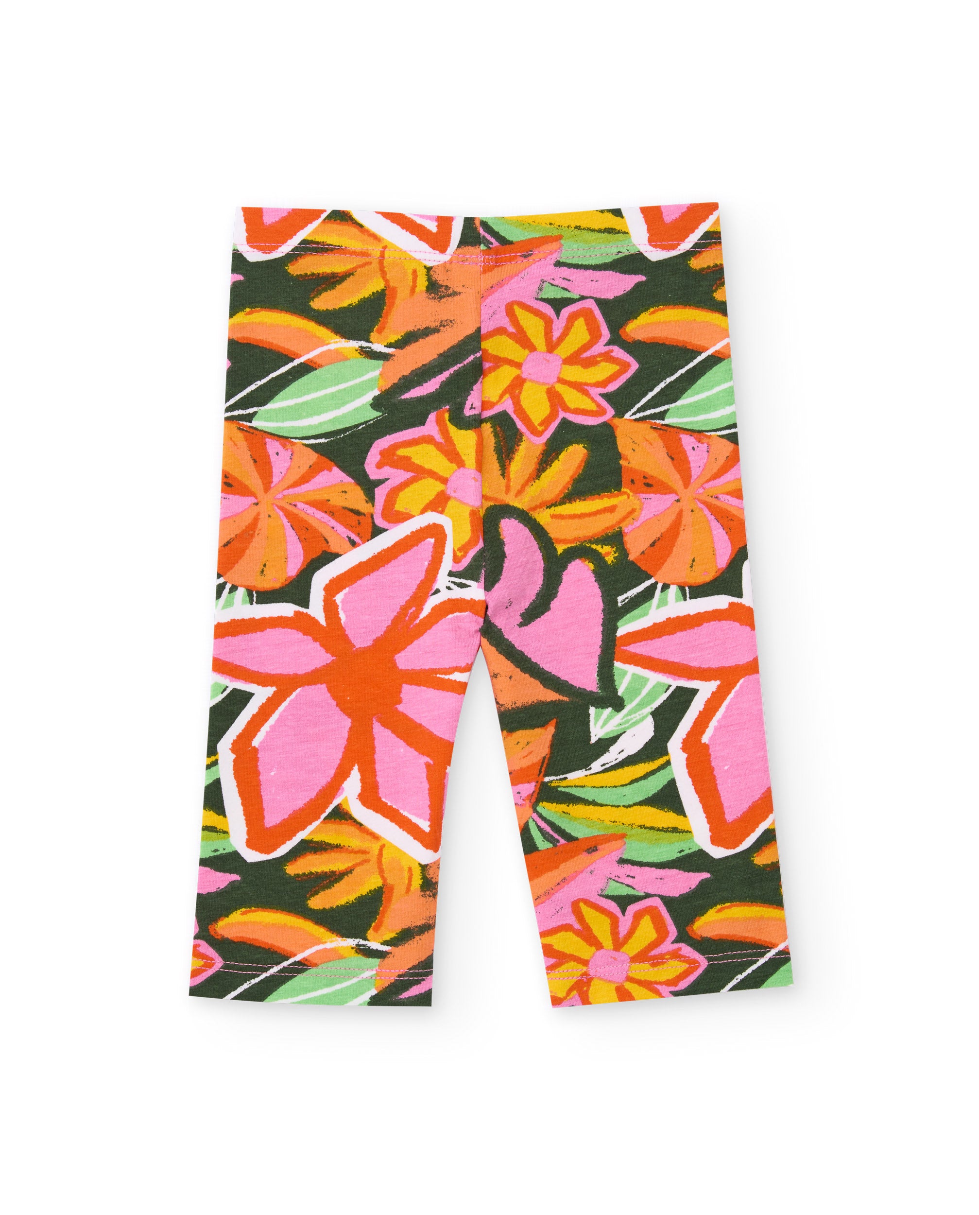 Leggings de niña de punto con diseño floral de gran formato