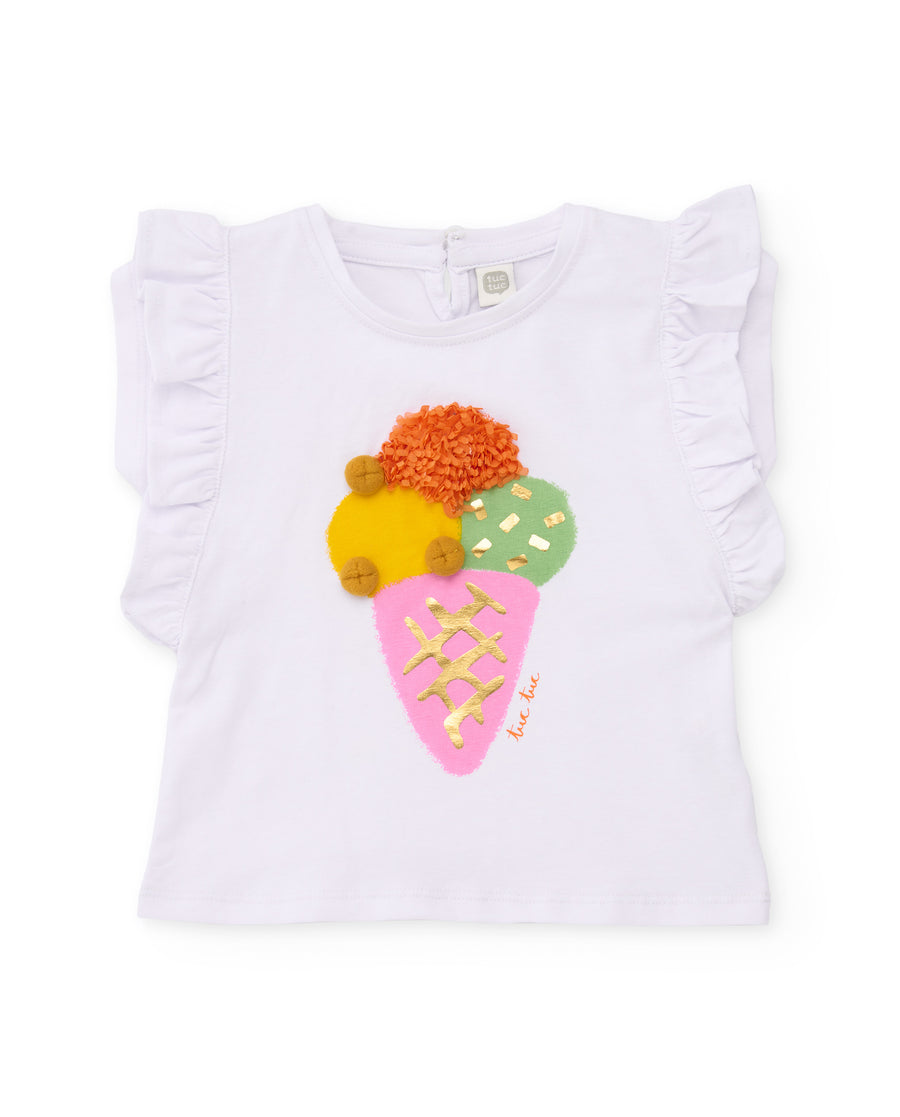 Camiseta de niña de punto con gráfico de helado