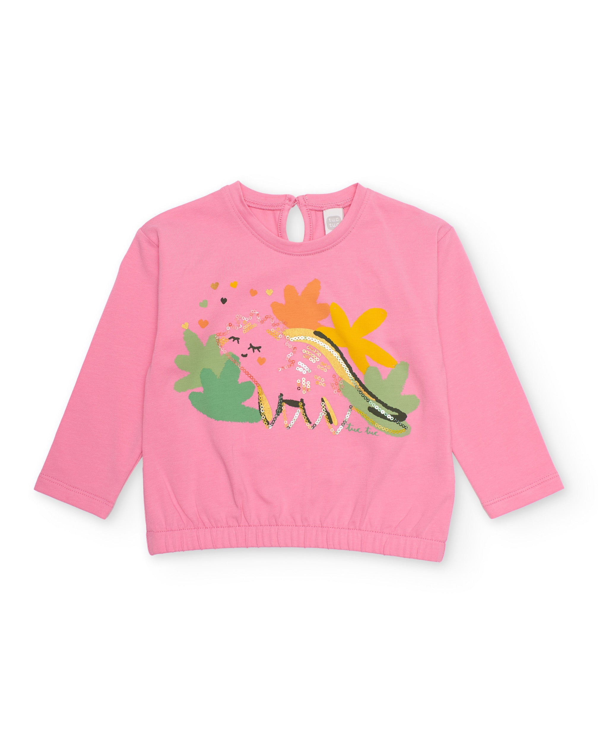 Camiseta de niña de punto y detalles de lentejuelas