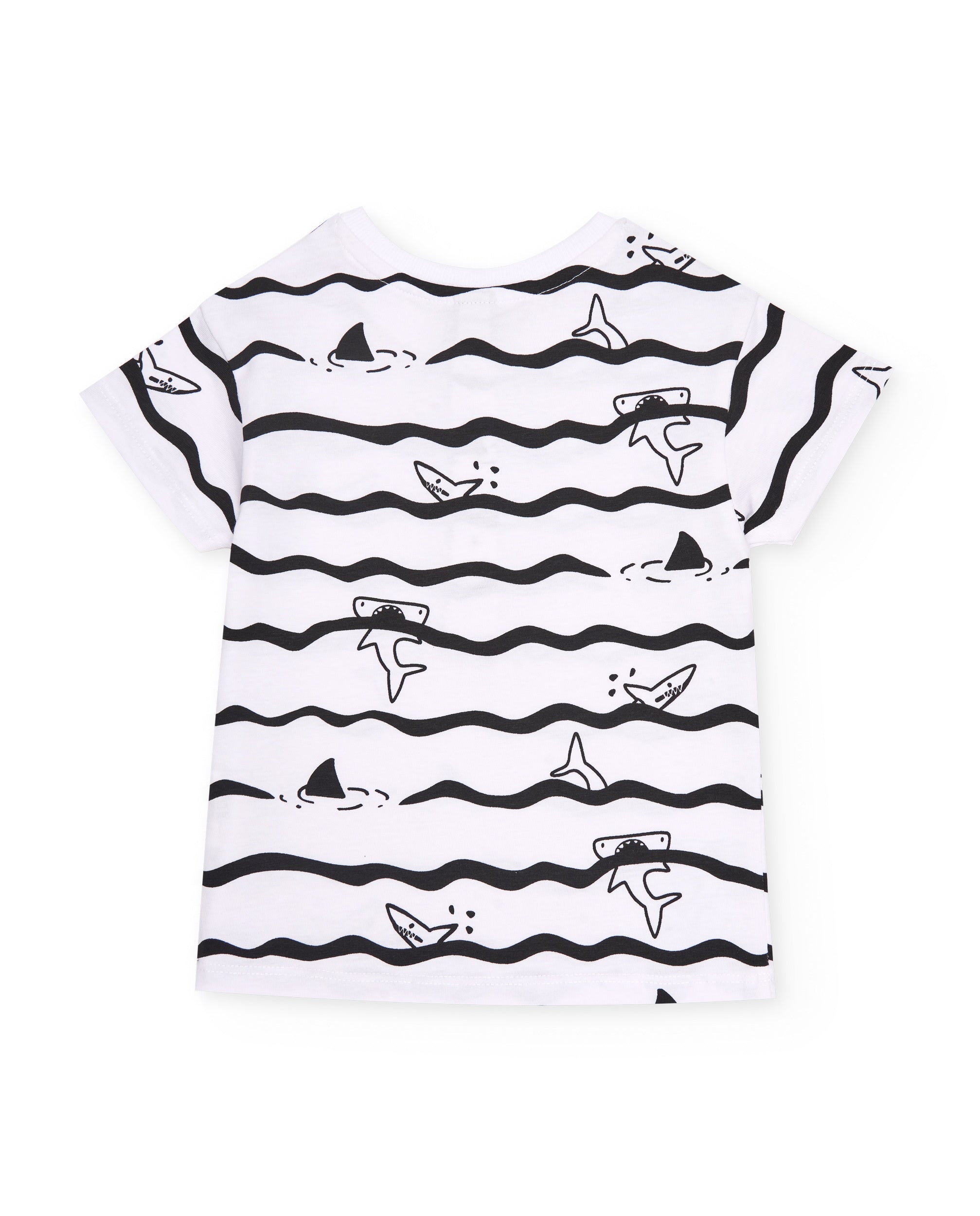 Camiseta de niño de punto y estampado de tiburones