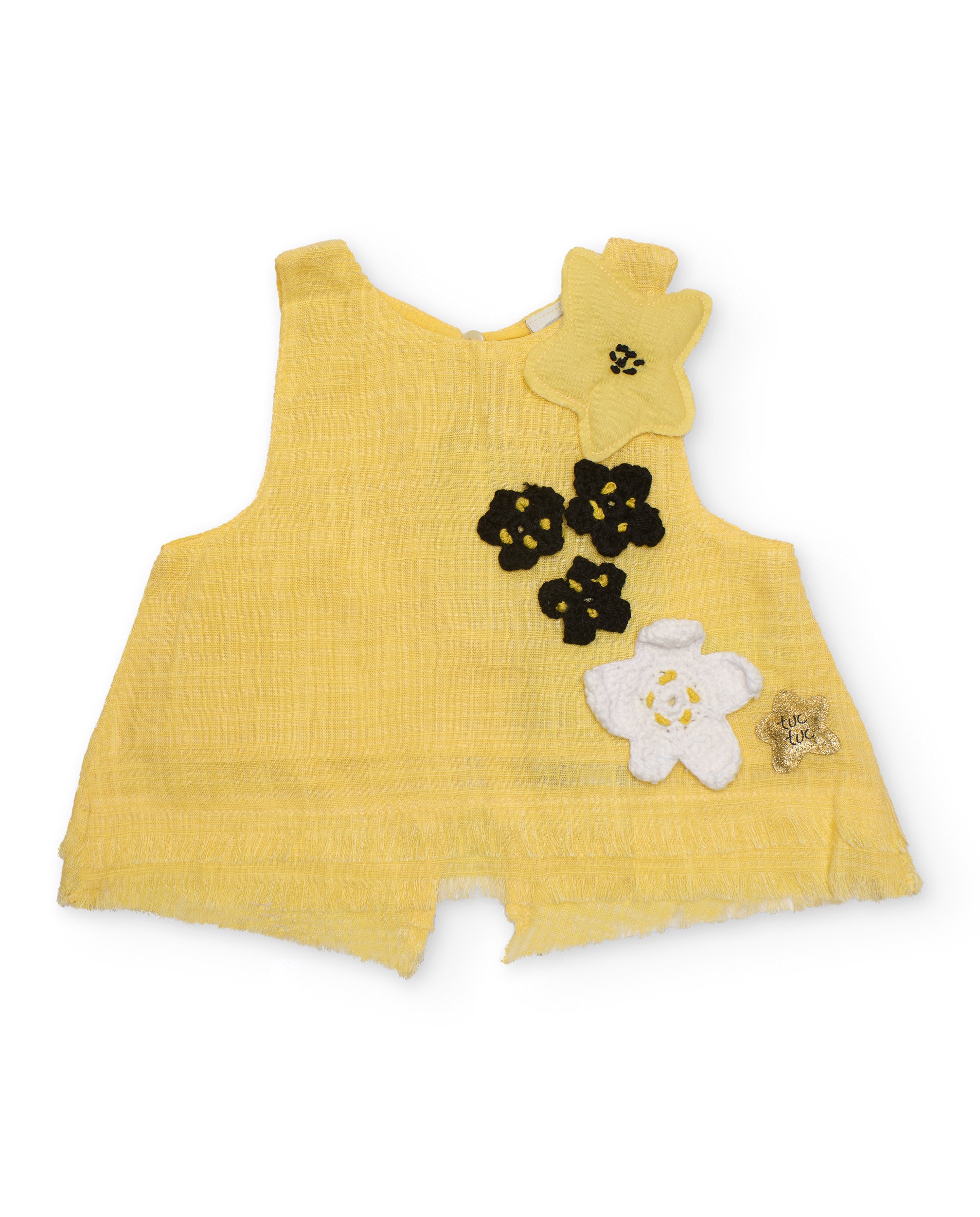 Blusa de niña de plana con aplicaciones florales