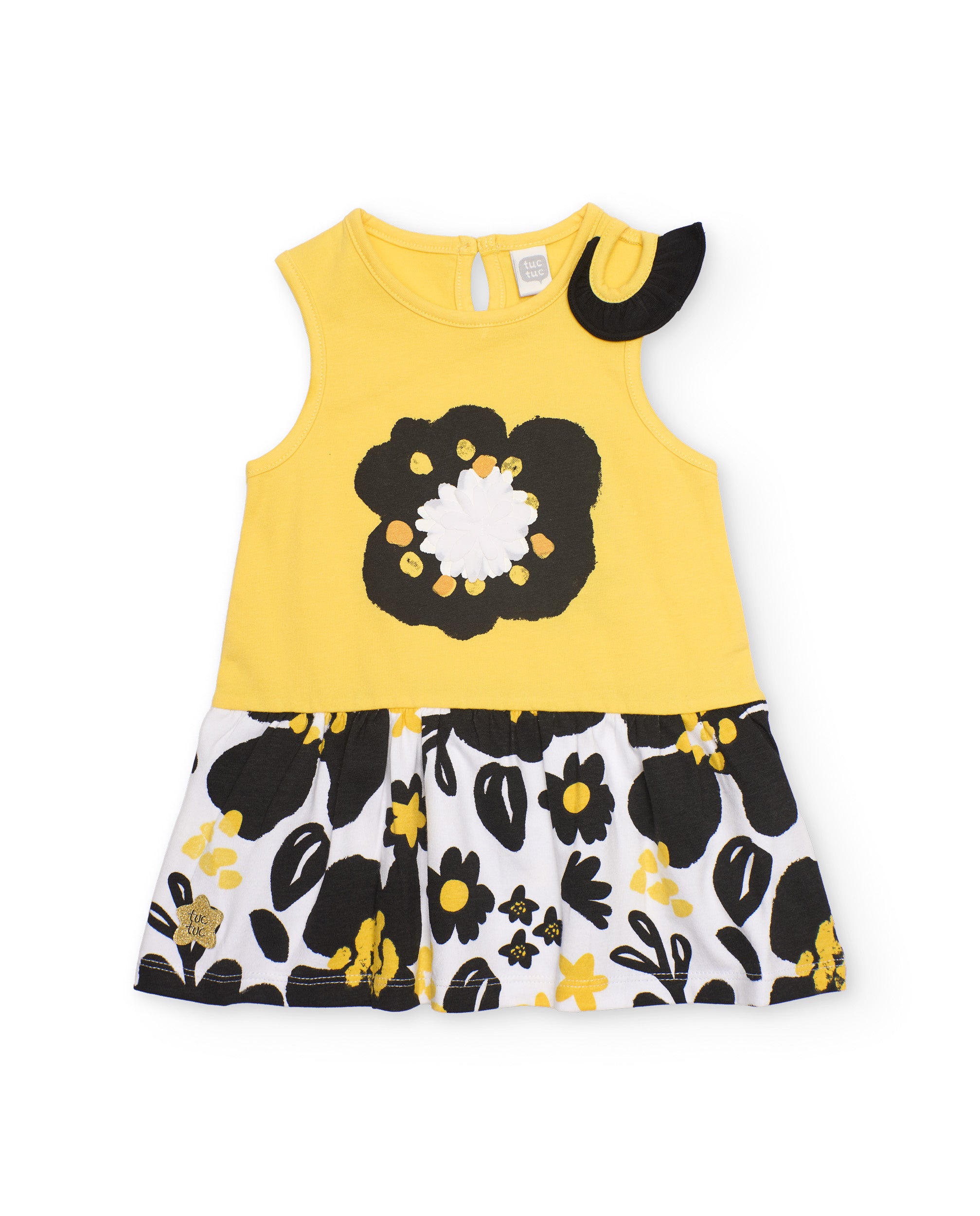 Vestido de niña de punto con detalle en hombro